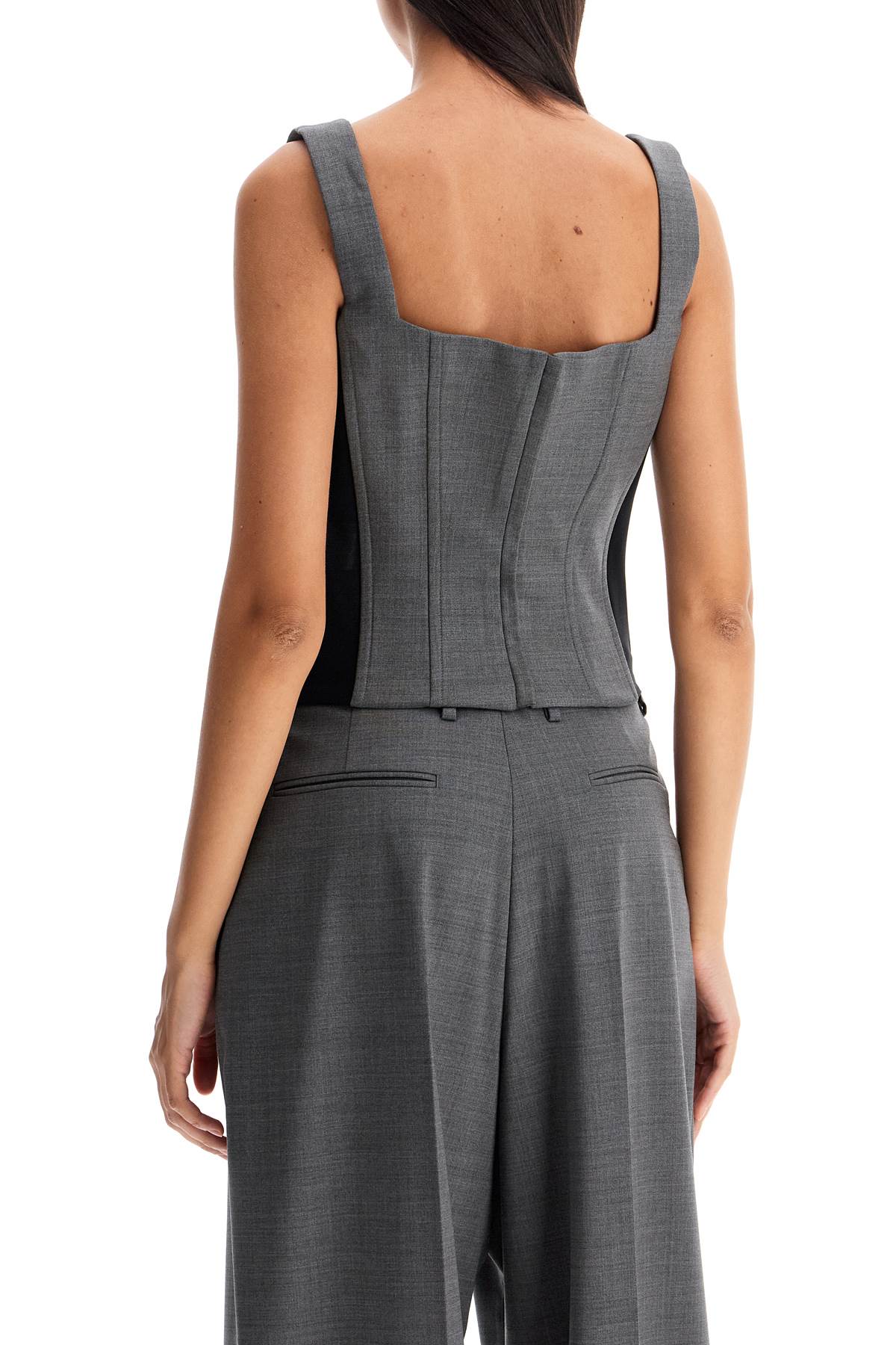 Shop Giuseppe Di Morabito Stretch Wool Corset Top With Nine Words In Grey (grey)