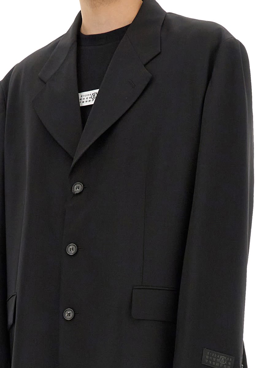Mm6 Maison Margiela Wool Blend Jacket Back Vent In Black