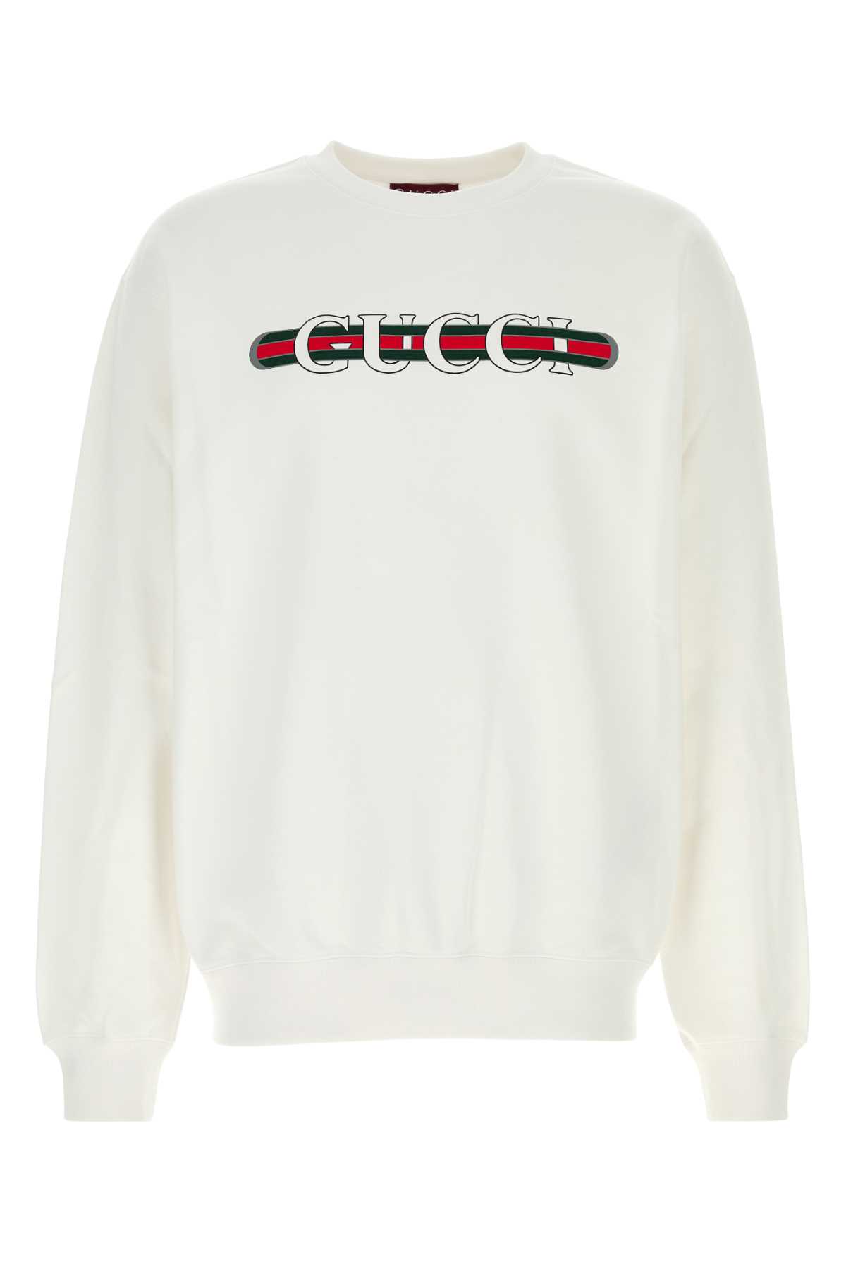 Gucci Cotton Crew Neck Sweatshirt In White