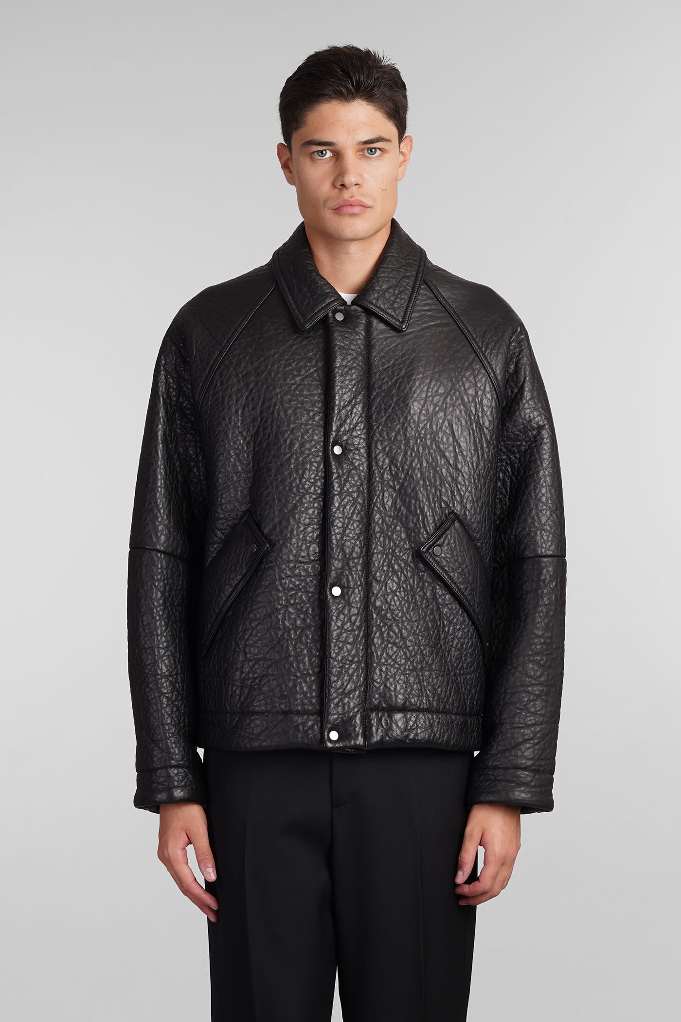 SALVATORE SANTORO LEATHER JACKET IN BLACK LEATHER 