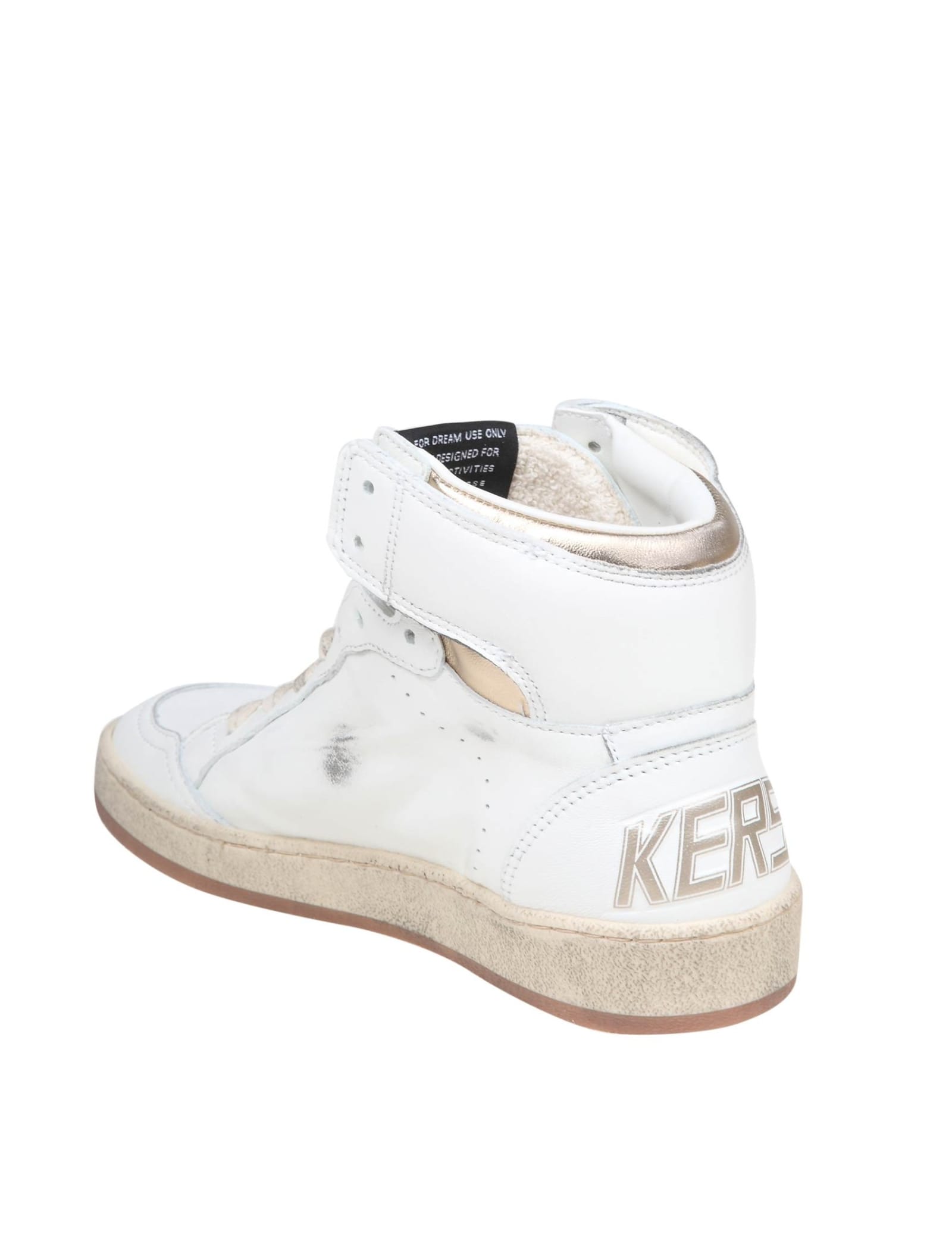 Shop Golden Goose Sky Star Sneakers In Leather With Gold Laminated Star In White/dark Gold
