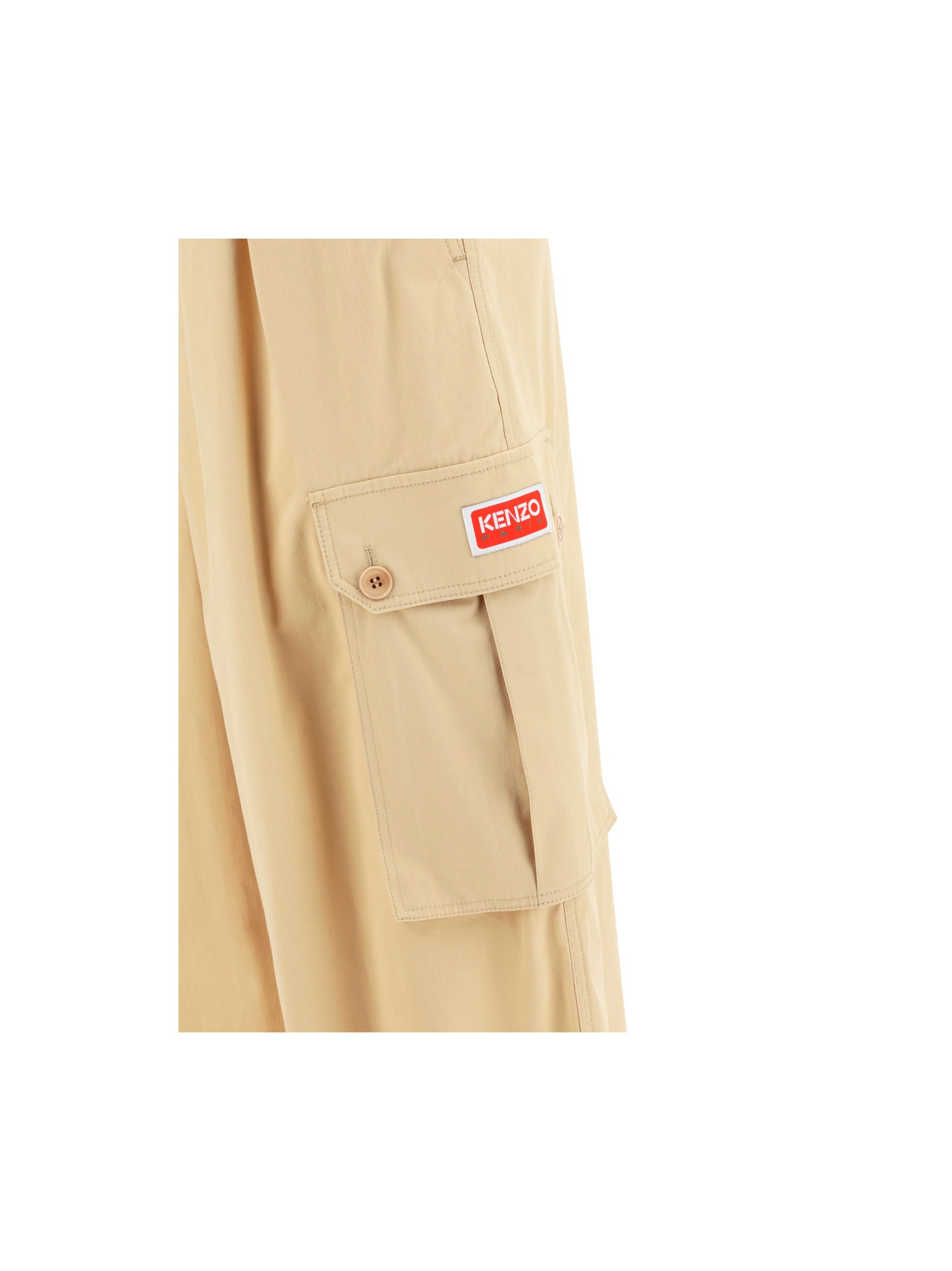 Kenzo Straight-leg Braces Cargo Trousers In Beige