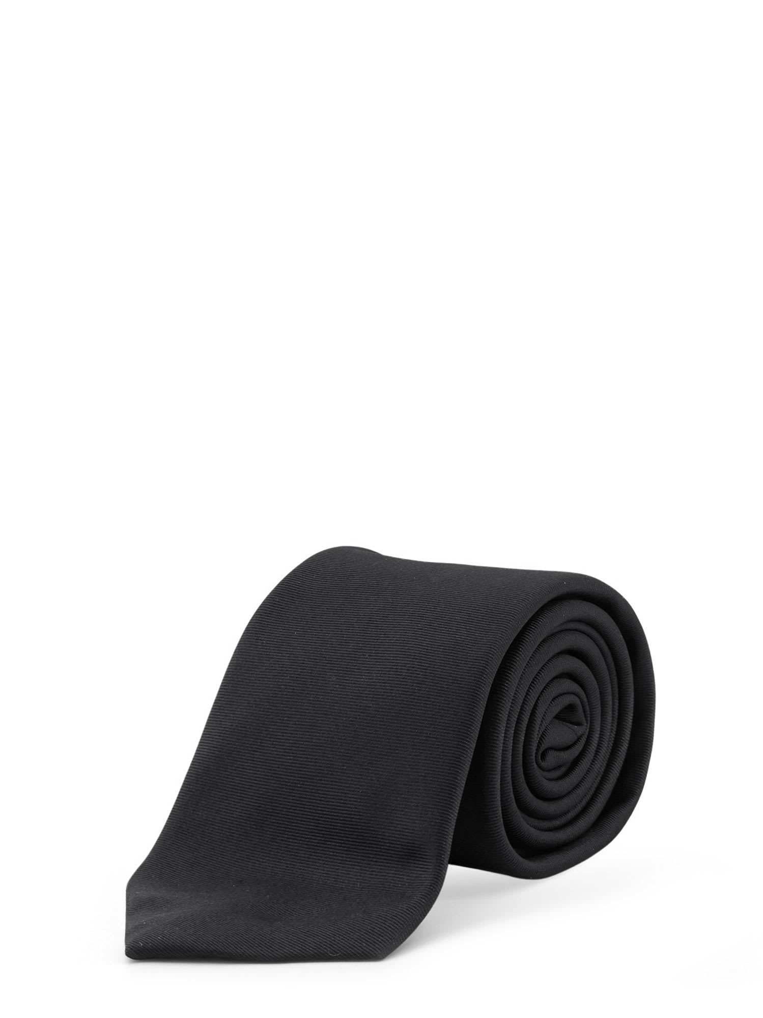 Giorgio Armani Silk Tie With 8cm Width And Diagonal Pattern In Black