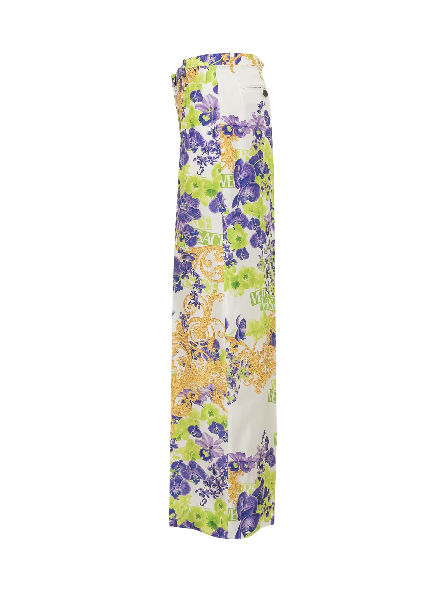 Shop Versace Baroque Pants In Green