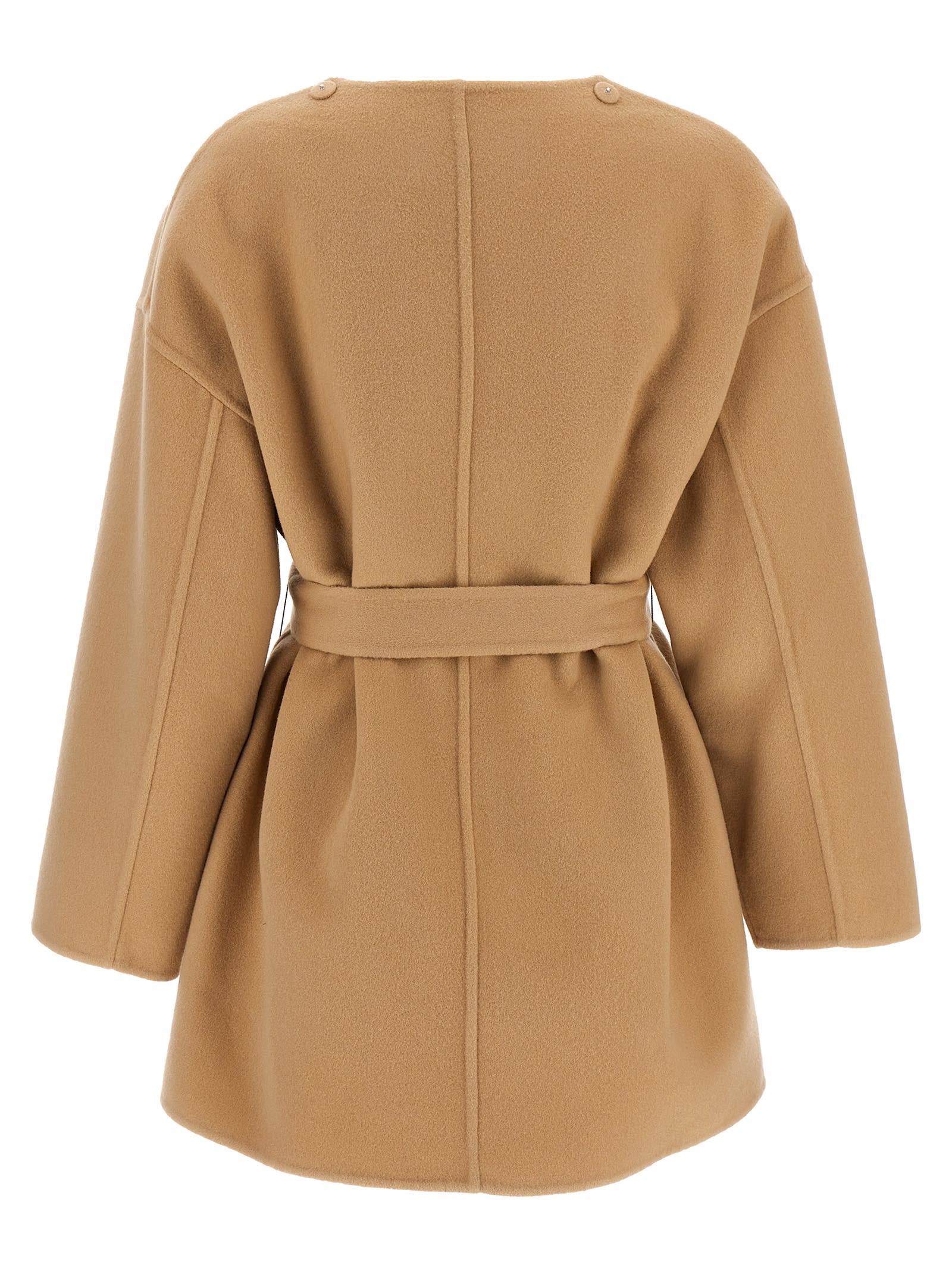 Shop Fabiana Filippi Caban With Cape In Beige