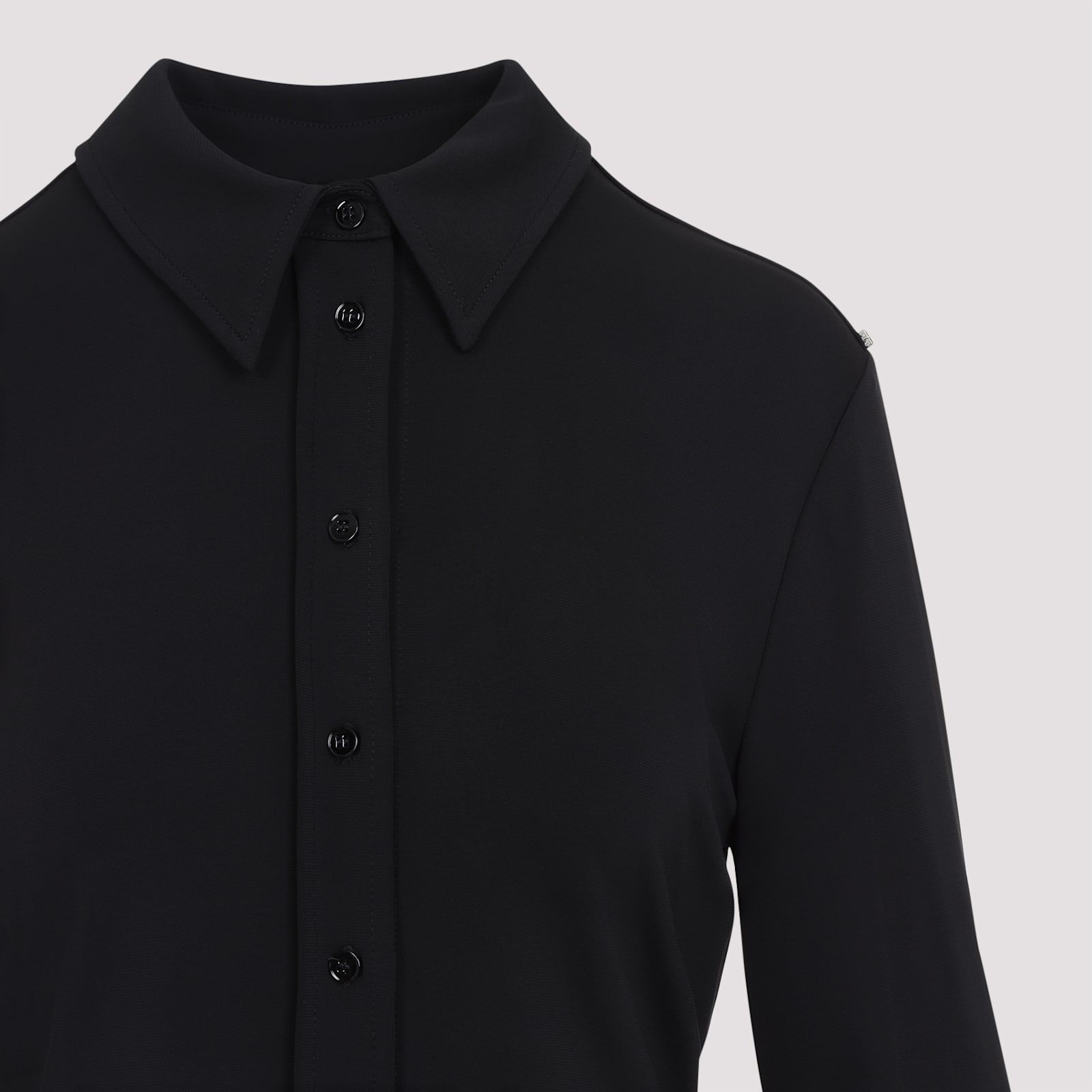 Sportmax Long Sleeve Collared Shirt With Open Back In Nero