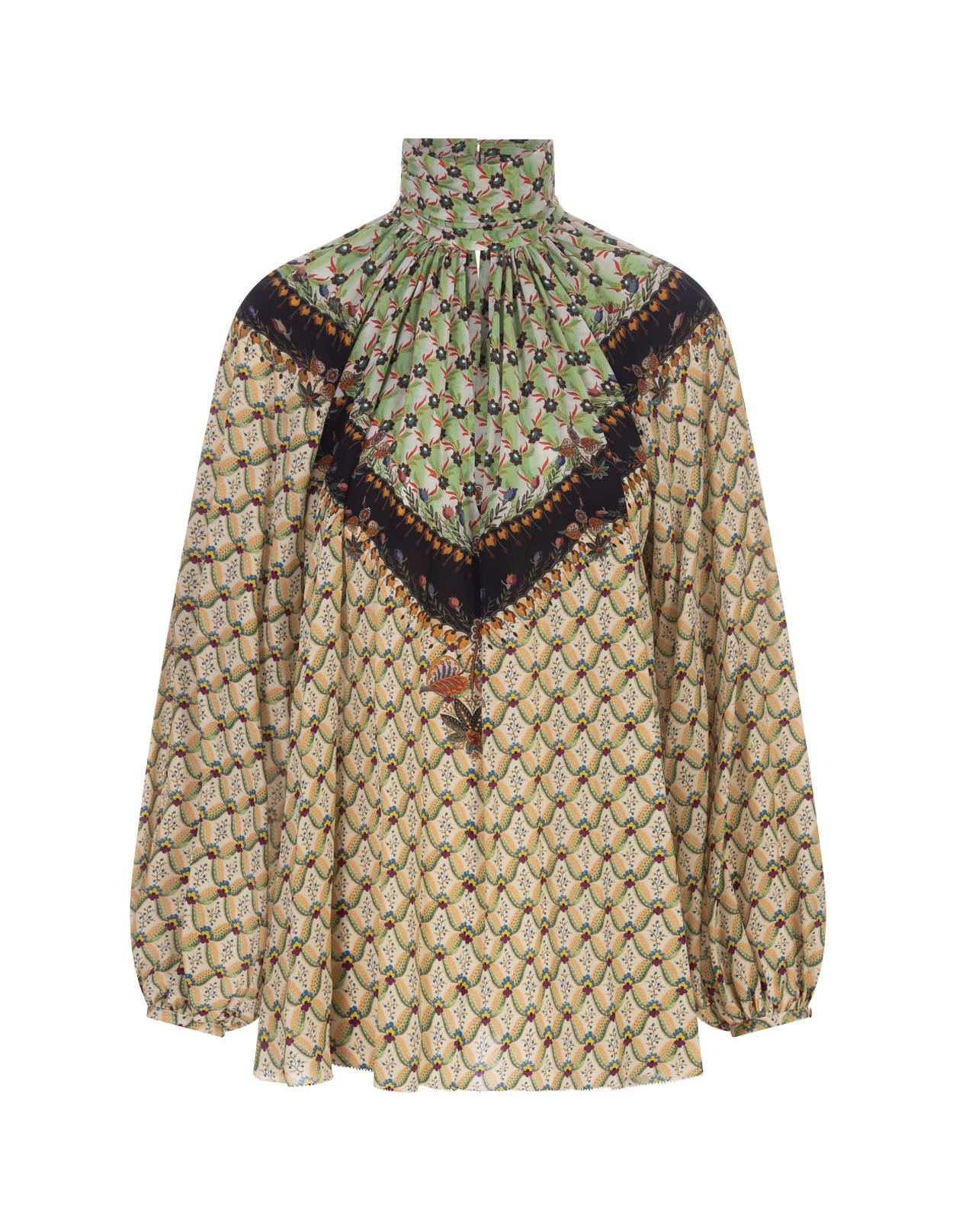 ETRO PRINTED CREPE DE CHINE BLOUSE IN GREEN
