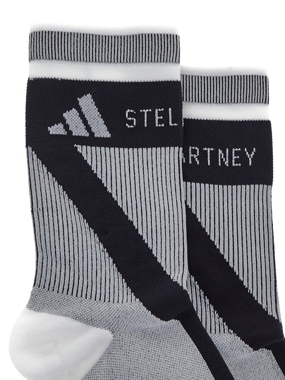 Shop Adidas By Stella Mccartney Logo Socks In Black White