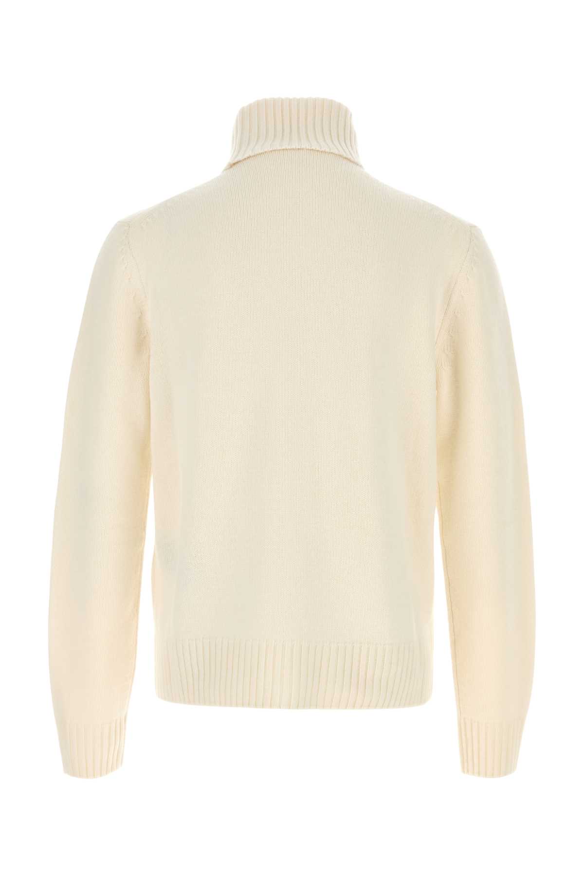 Tom Ford Cashmere Turtleneck Sweater With Ribbed Cuffs And Hem In Neutral
