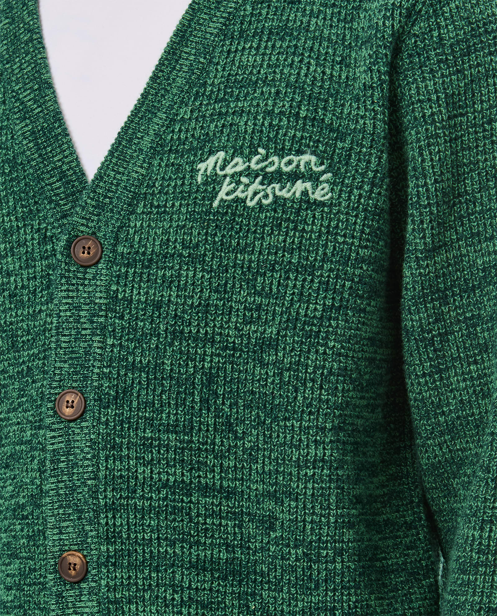 Shop Maison Kitsuné Maison Kitsune Handwriting Comfort Cardigan In Green