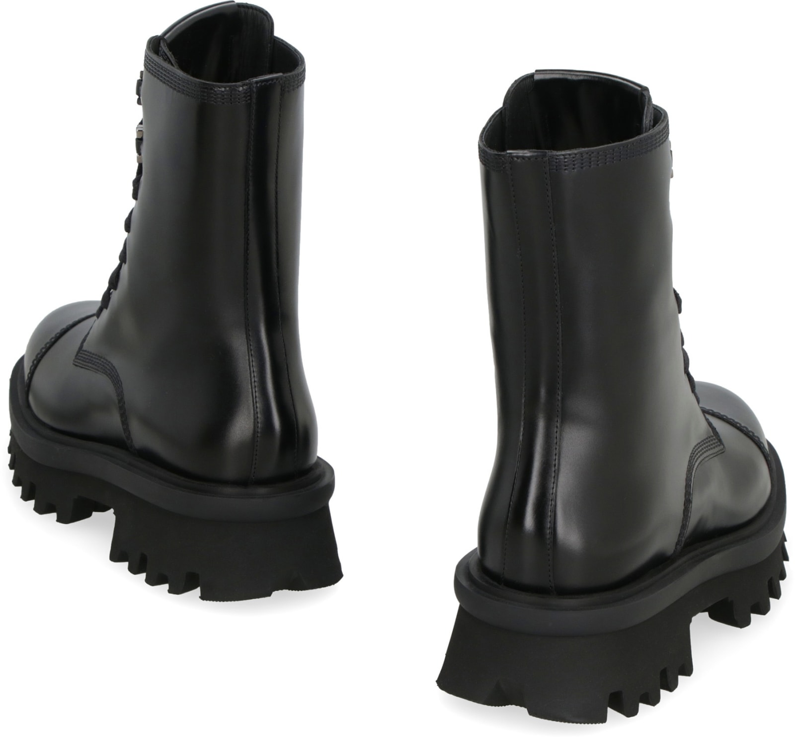 Shop Ferragamo Leather Combat Boots In Black