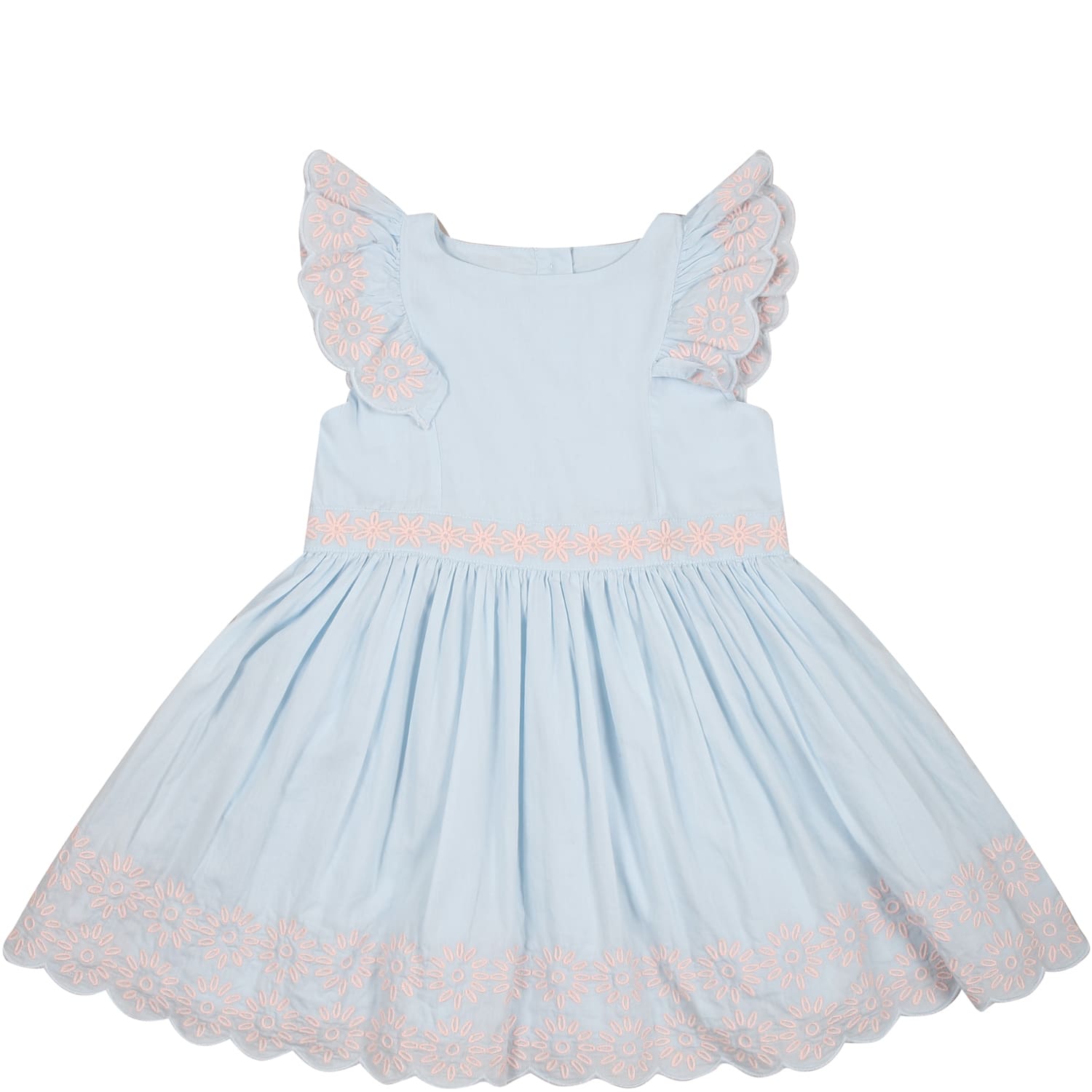 Stella Mccartney Light Blue For Baby Girl With Embrodered Flowers