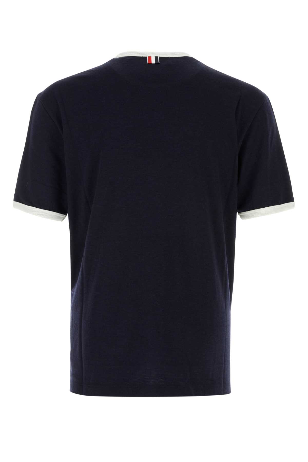 Shop Thom Browne Navy Blue Stretch Wool T-shirt