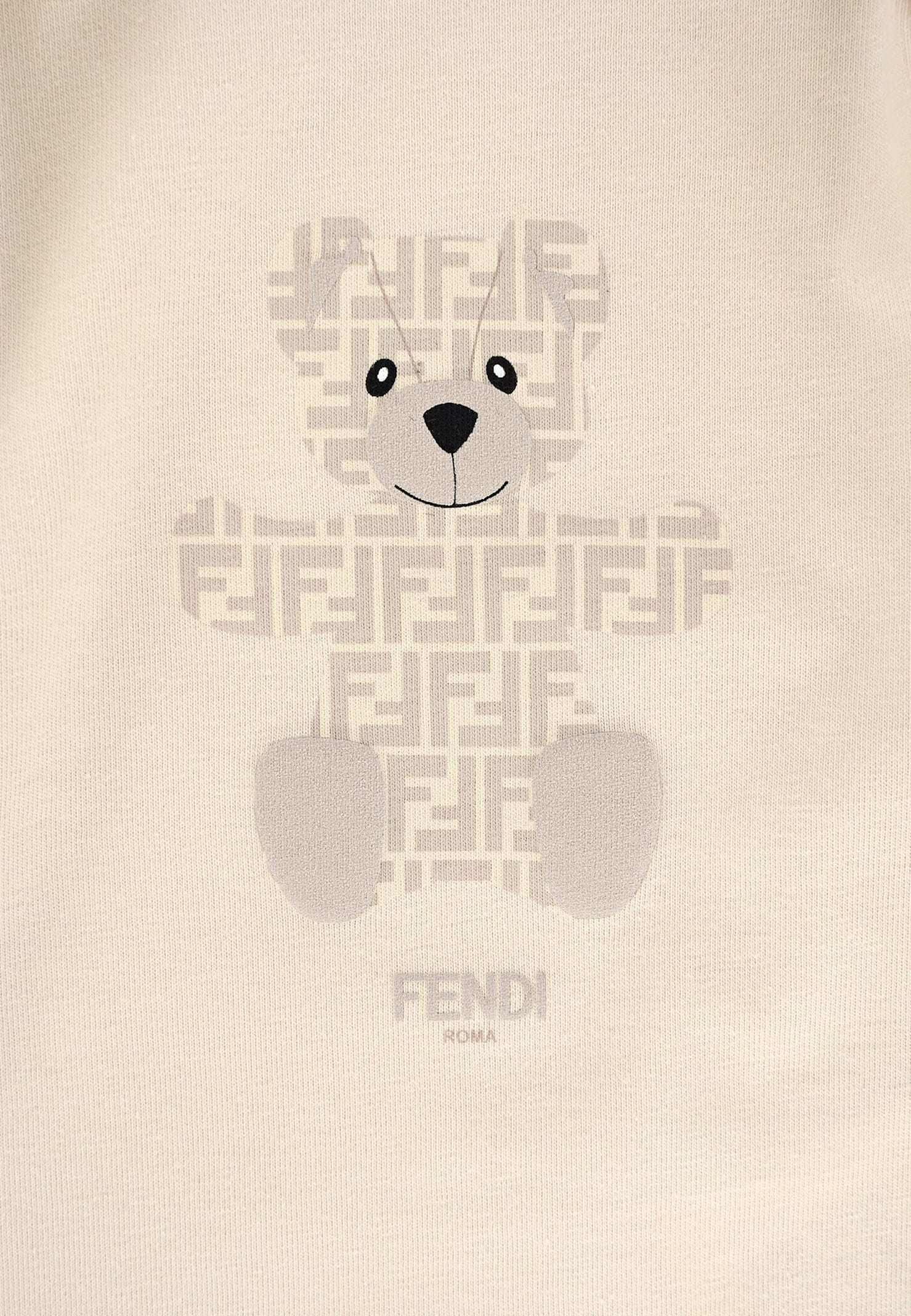 Fendi Beige Birth Set For Babykids With Teddy Bear In Neutral