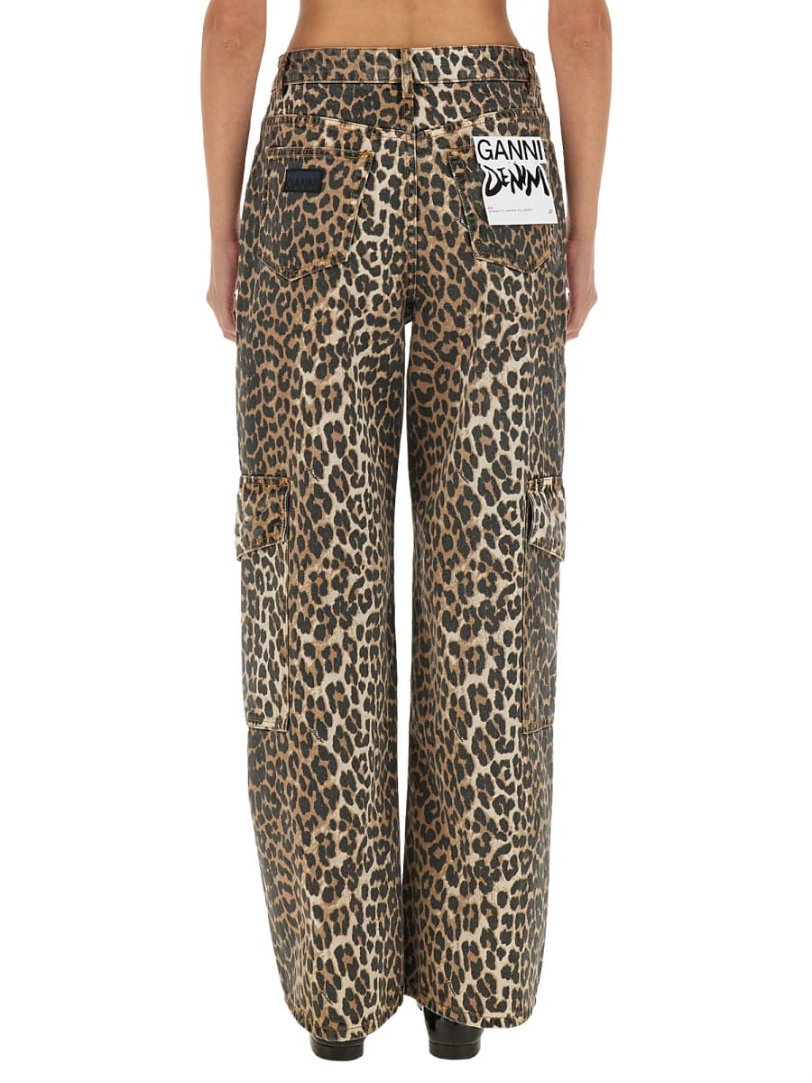 Shop Ganni Cargo Pants In Animalier