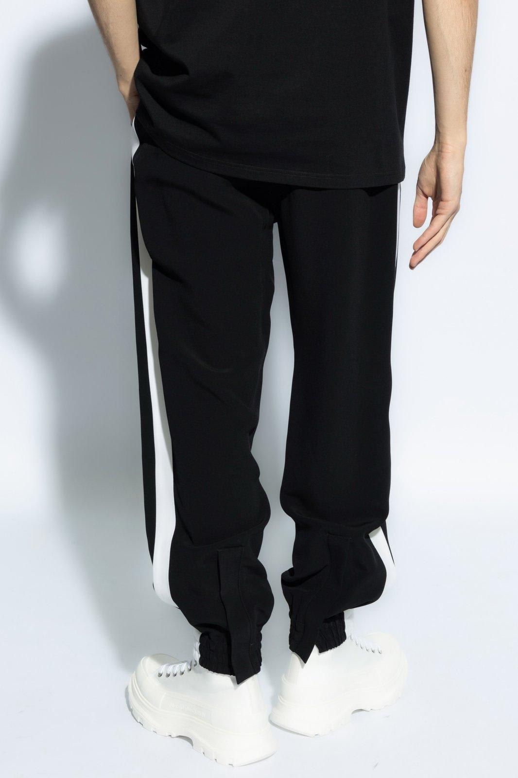 Shop Alexander Mcqueen Elastic Waist Trousers In Black / Ivory