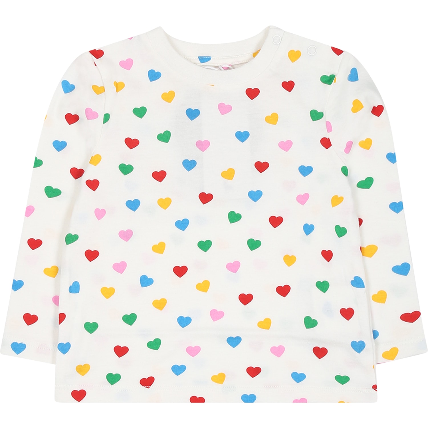 Shop Stella Mccartney White T-shirt For Baby Girl With Hearts Print