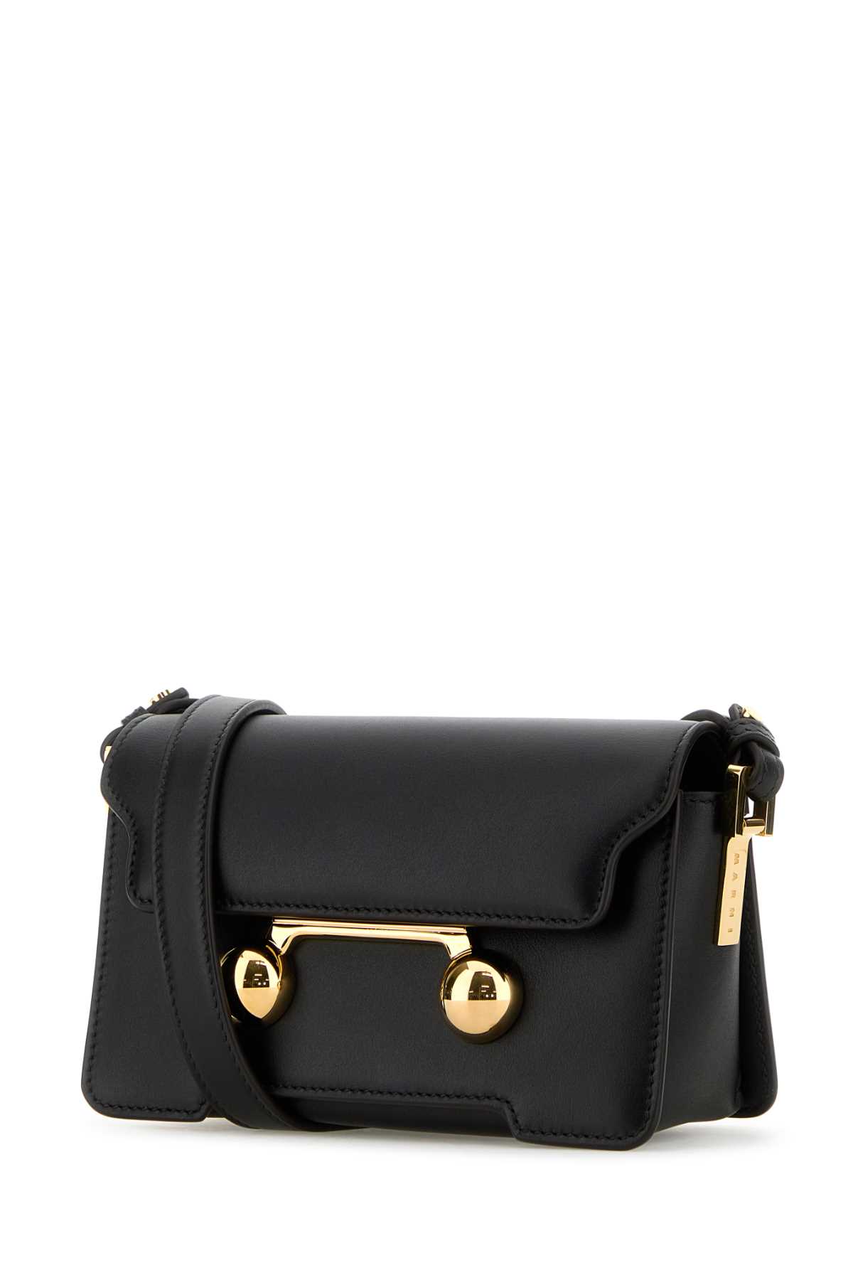 Shop Marni Black Leather Mini Trunkaroo Crossbody Bag