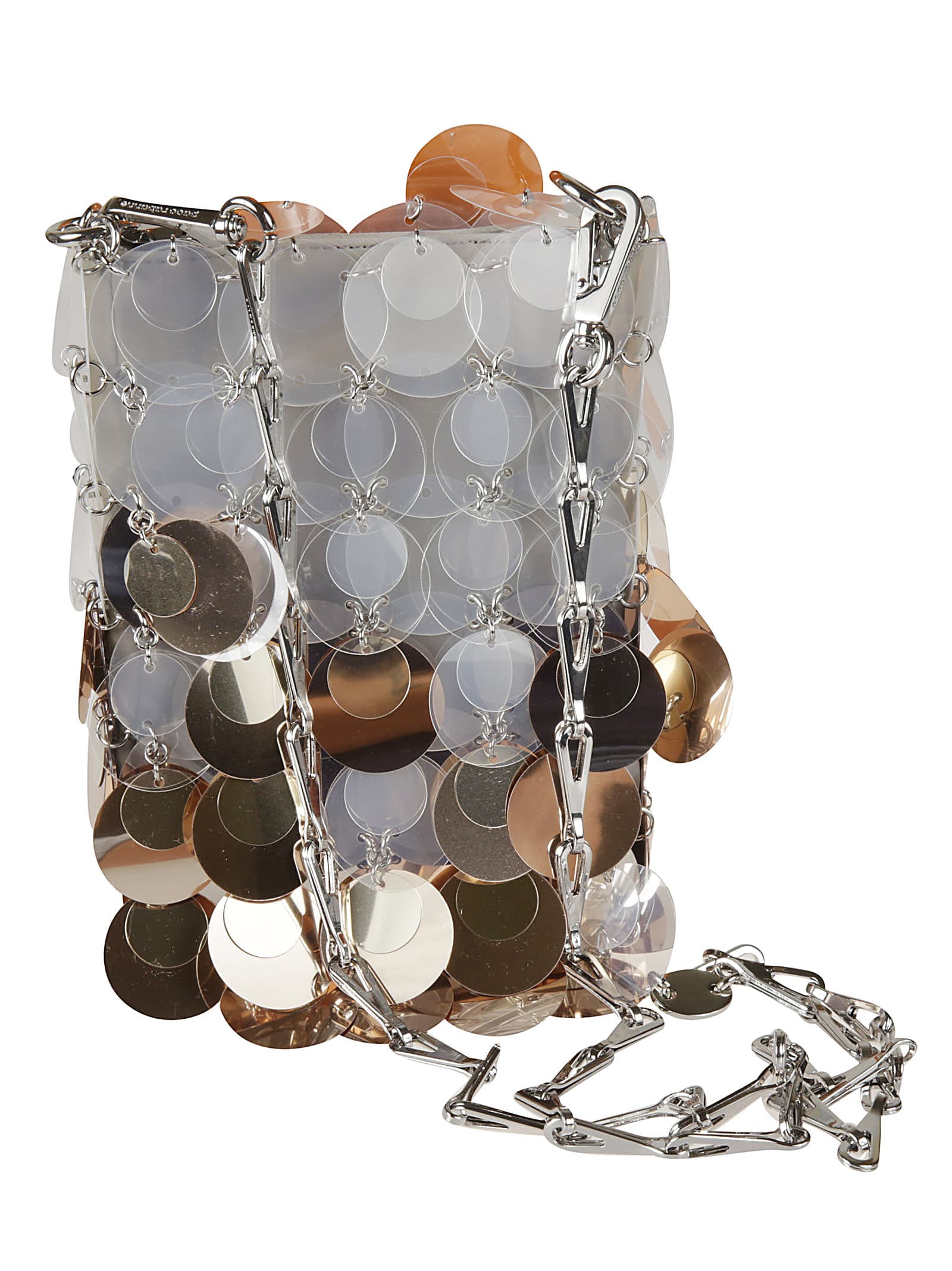 Paco Rabanne Round Metal Embellished Chain Shoulder Bag