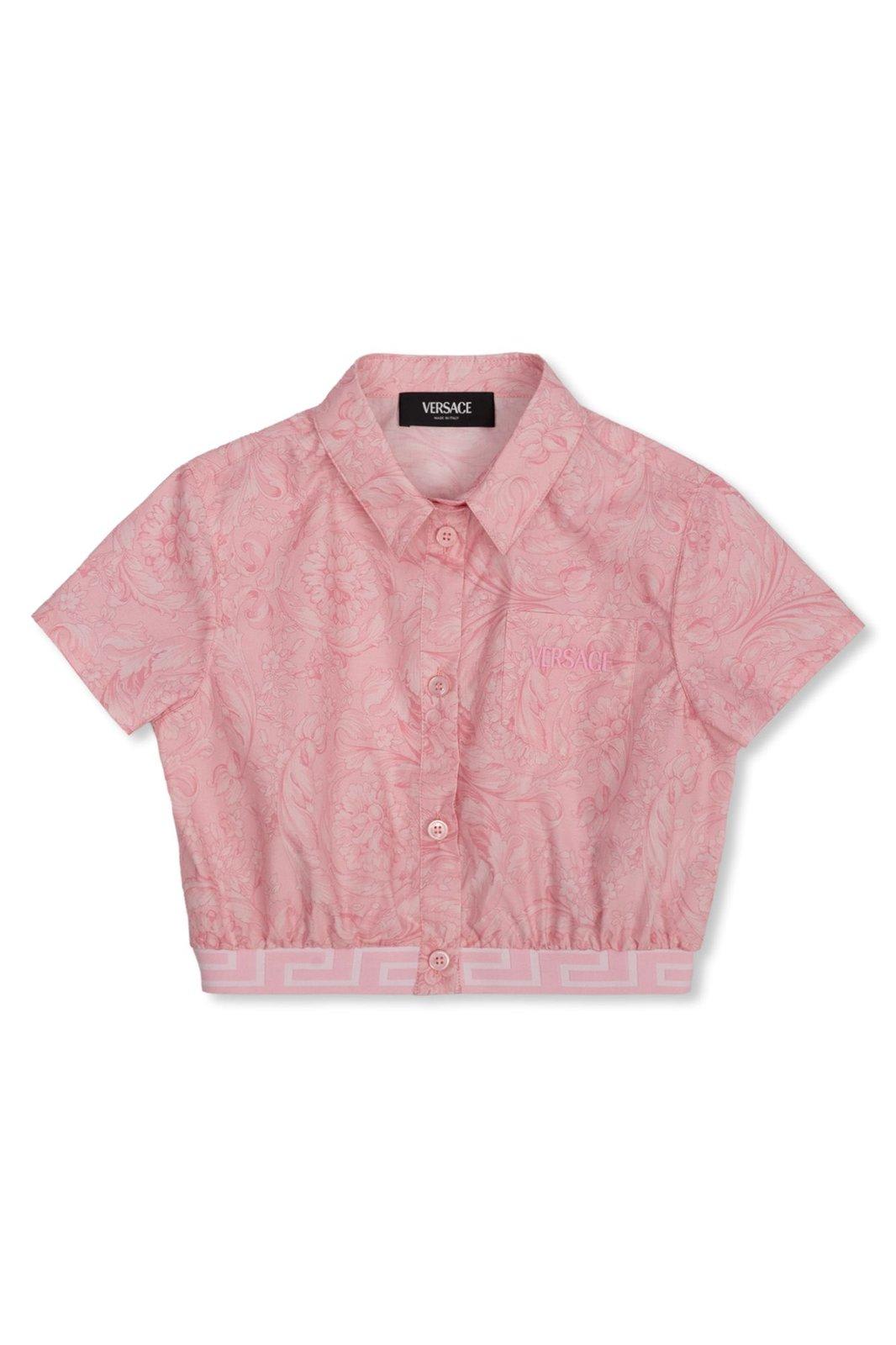VERSACE BAROCCO SHORT-SLEEVED CROPPED SHIRT