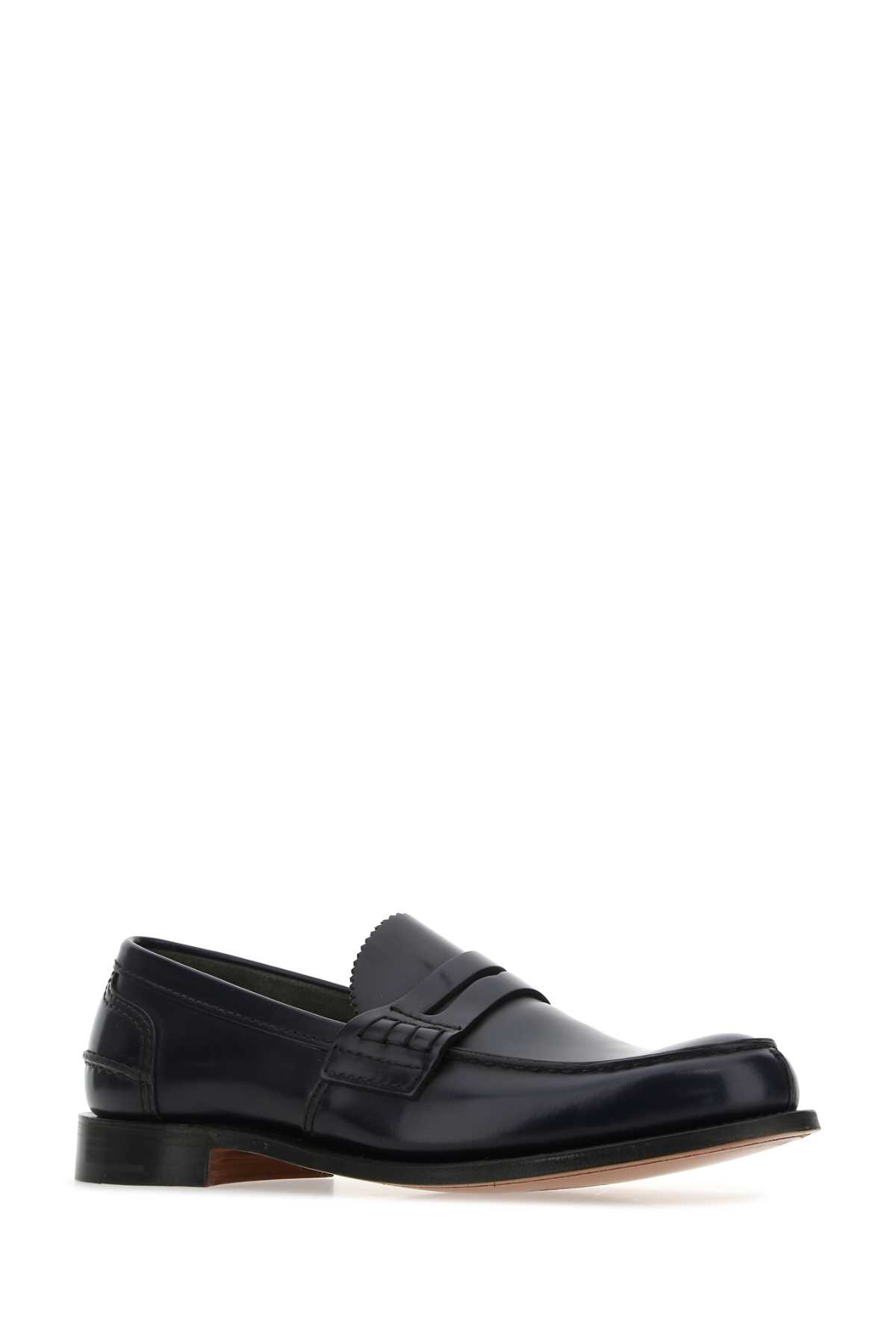 Shop Church's Navy Blue Leather Turnbridge Loafers In F0akw