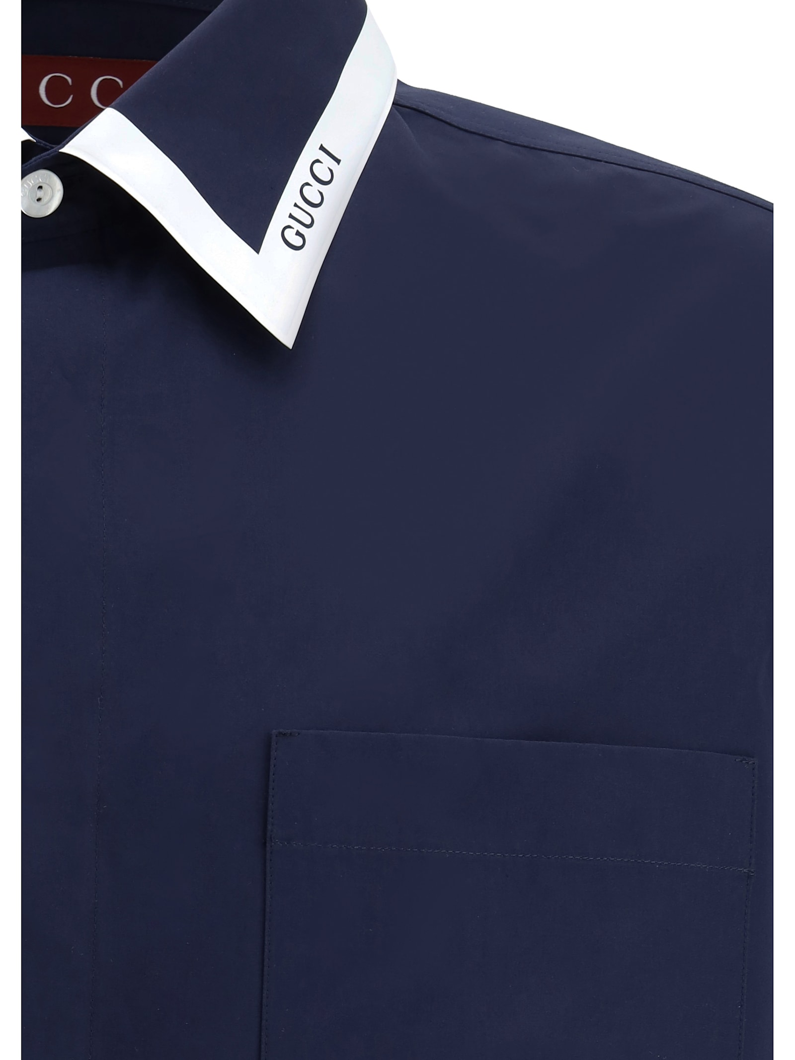 Gucci Shirt With Contrast Collar In Blue