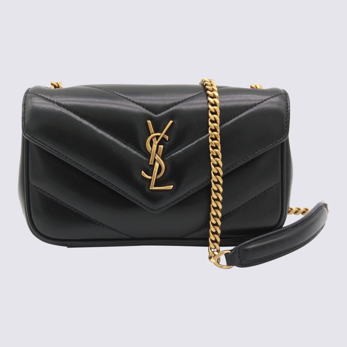 Saint Laurent Loulou Mini Ysl Chain Crossbody Bag In Quilted Leather In Black