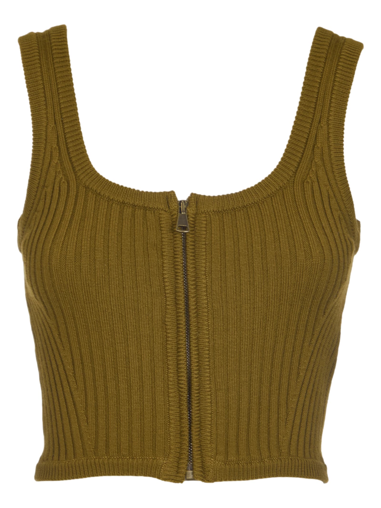 Forte_Forte Front Zip Knit Cropped Tank Top