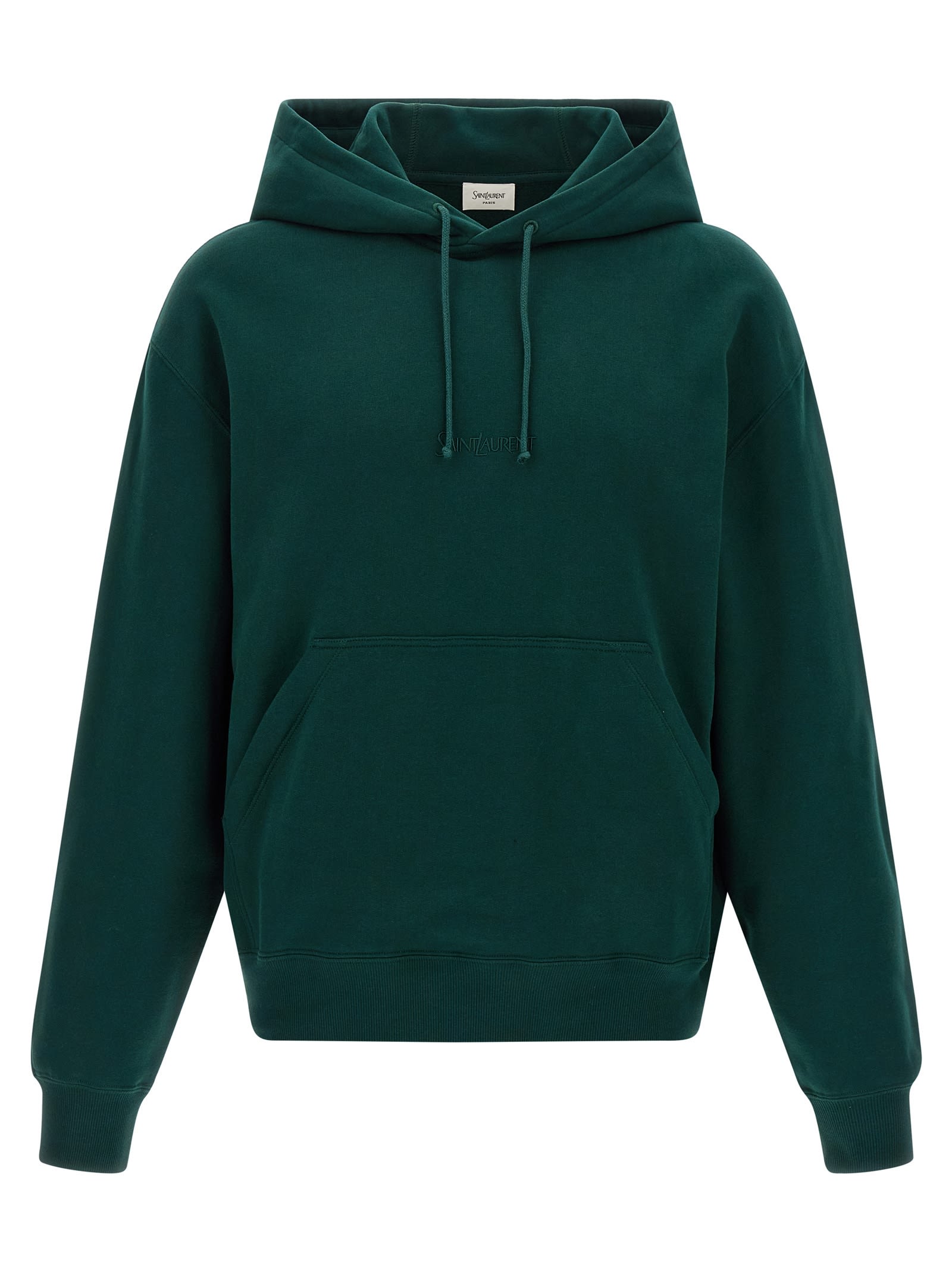Saint Laurent Hoodie With Drawstring And Kangaroo Pocket In Green
