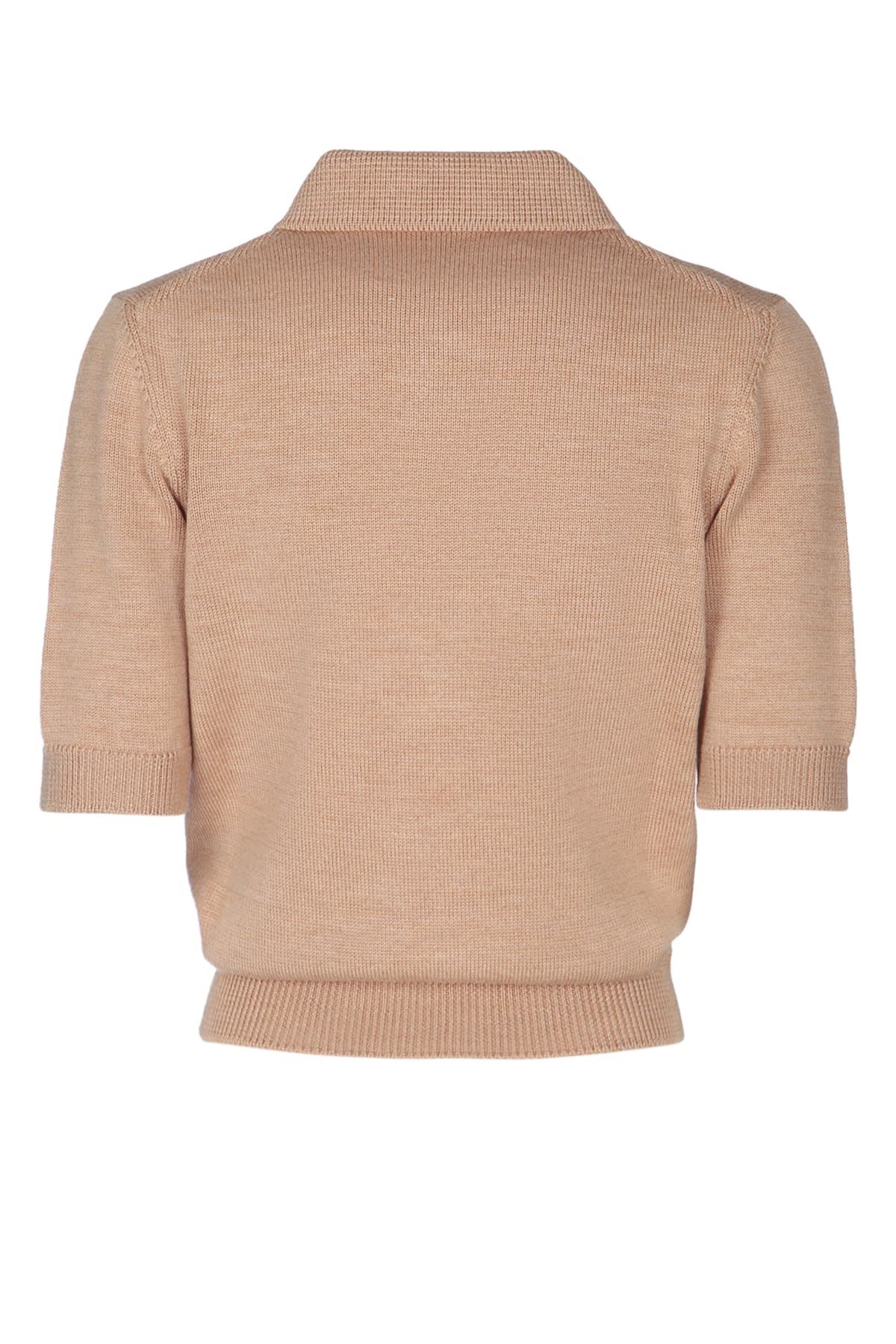 Jacob Cohen Short Sleeve Collared Knit Top In Gold