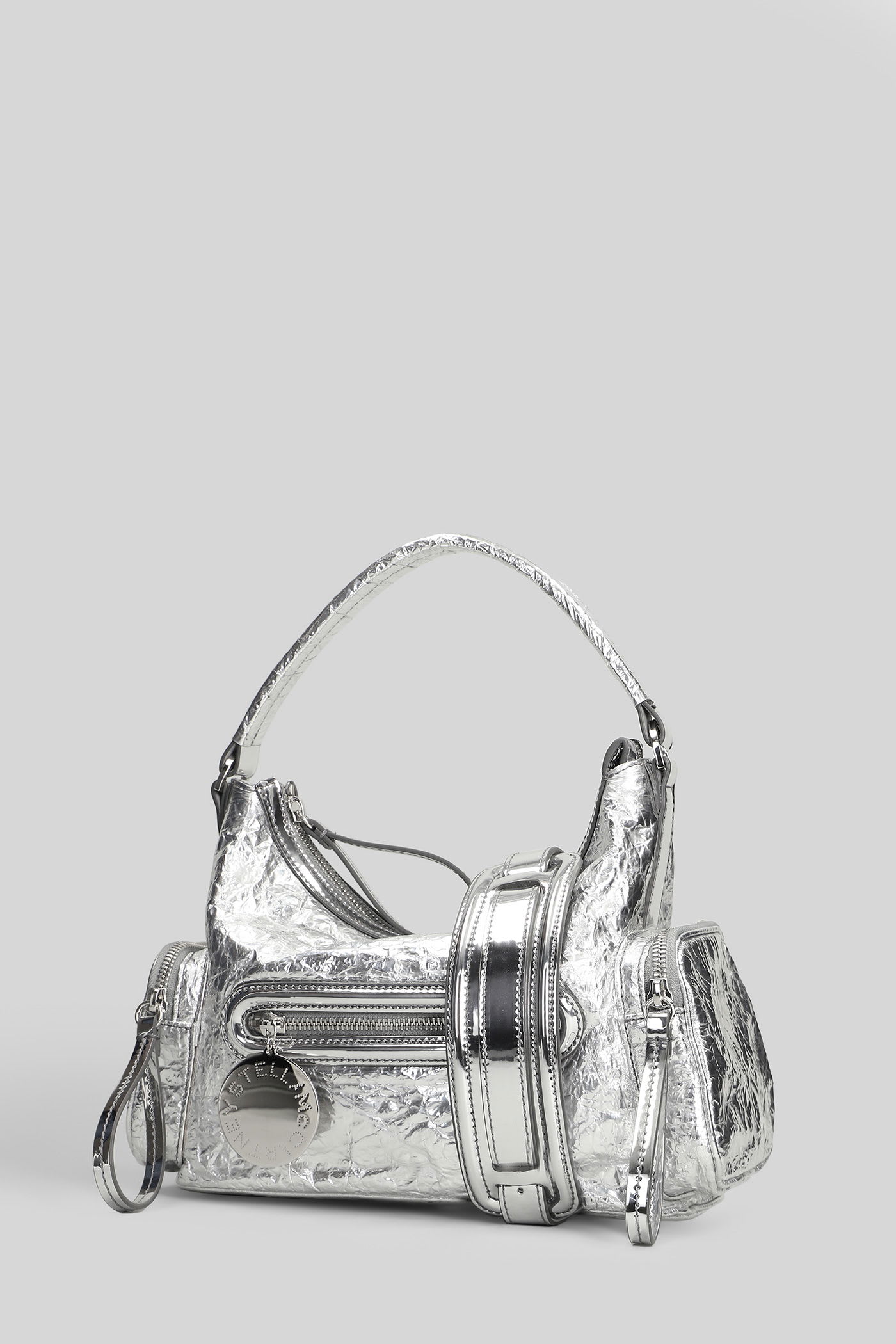 Stella Mccartney Dartmoor Small Shoulder Bag In Silver Polyamide In Silver