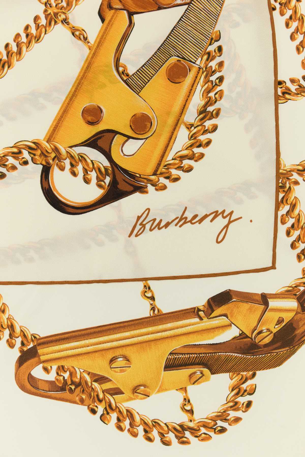 Shop Burberry Printed Silk Foulard In Gold