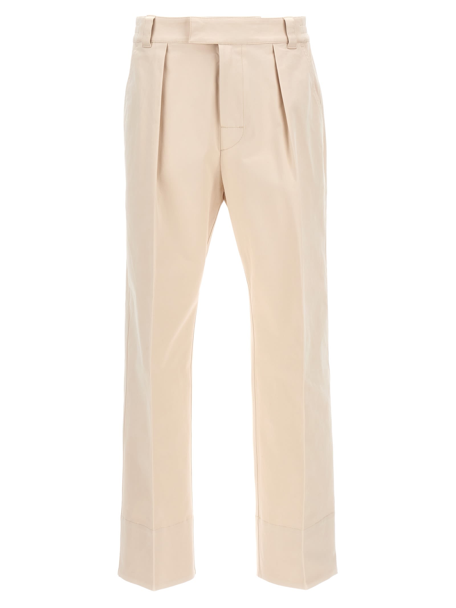 Moncler Trousers Drill Button Detail In Light Beige