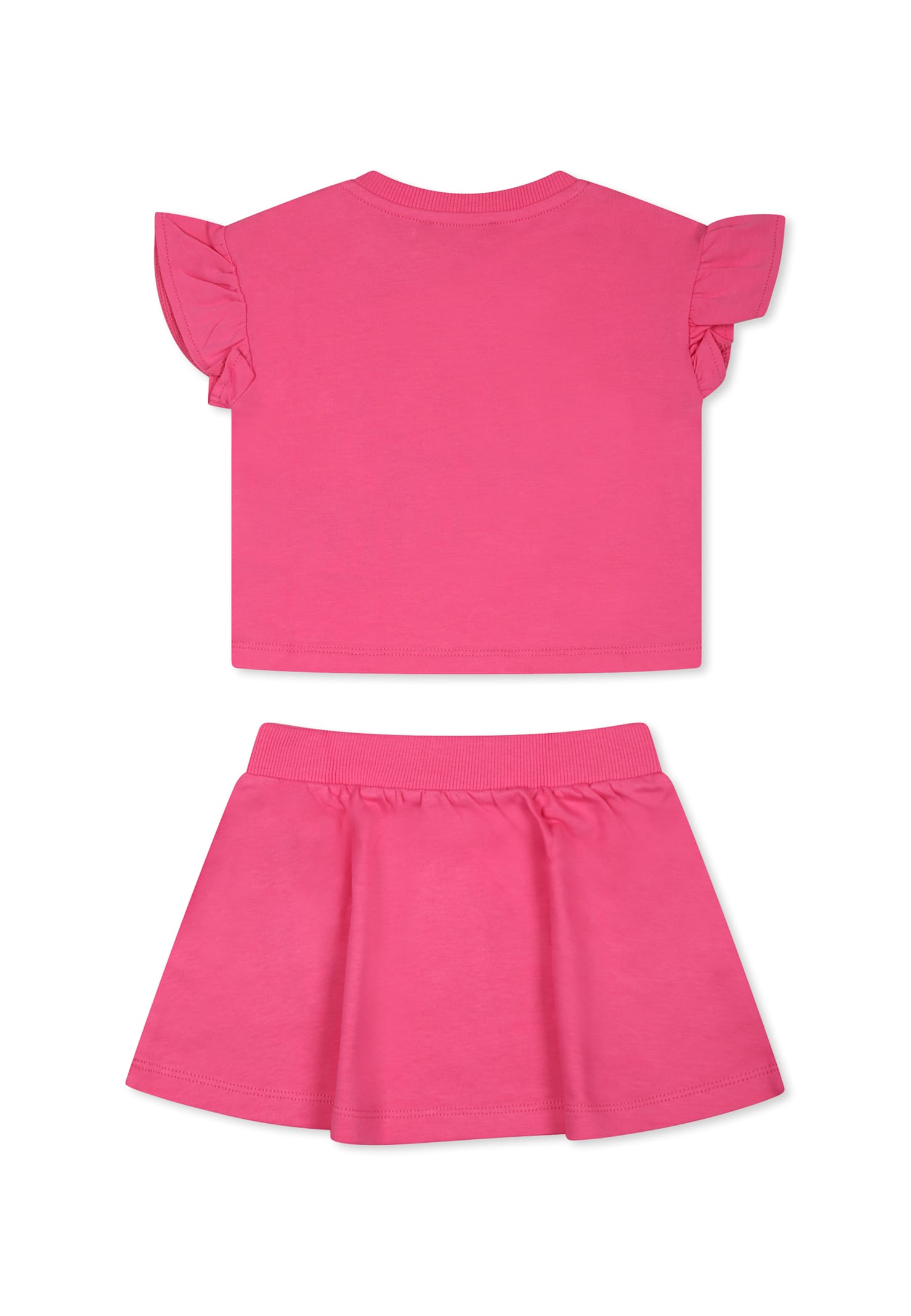 Moschino Fuchsia Suit For Baby Gir With Teddy Bear In Fuchsia