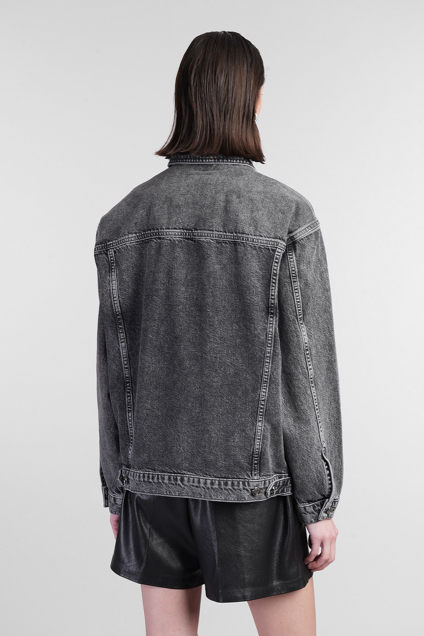 Shop Anine Bing Rory Denim Jackets In Grey Cotton