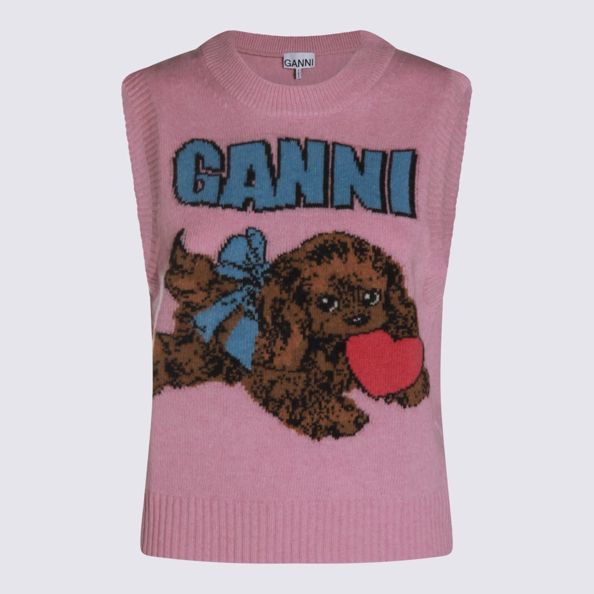 Ganni Pink Wool Knitwear In Pink