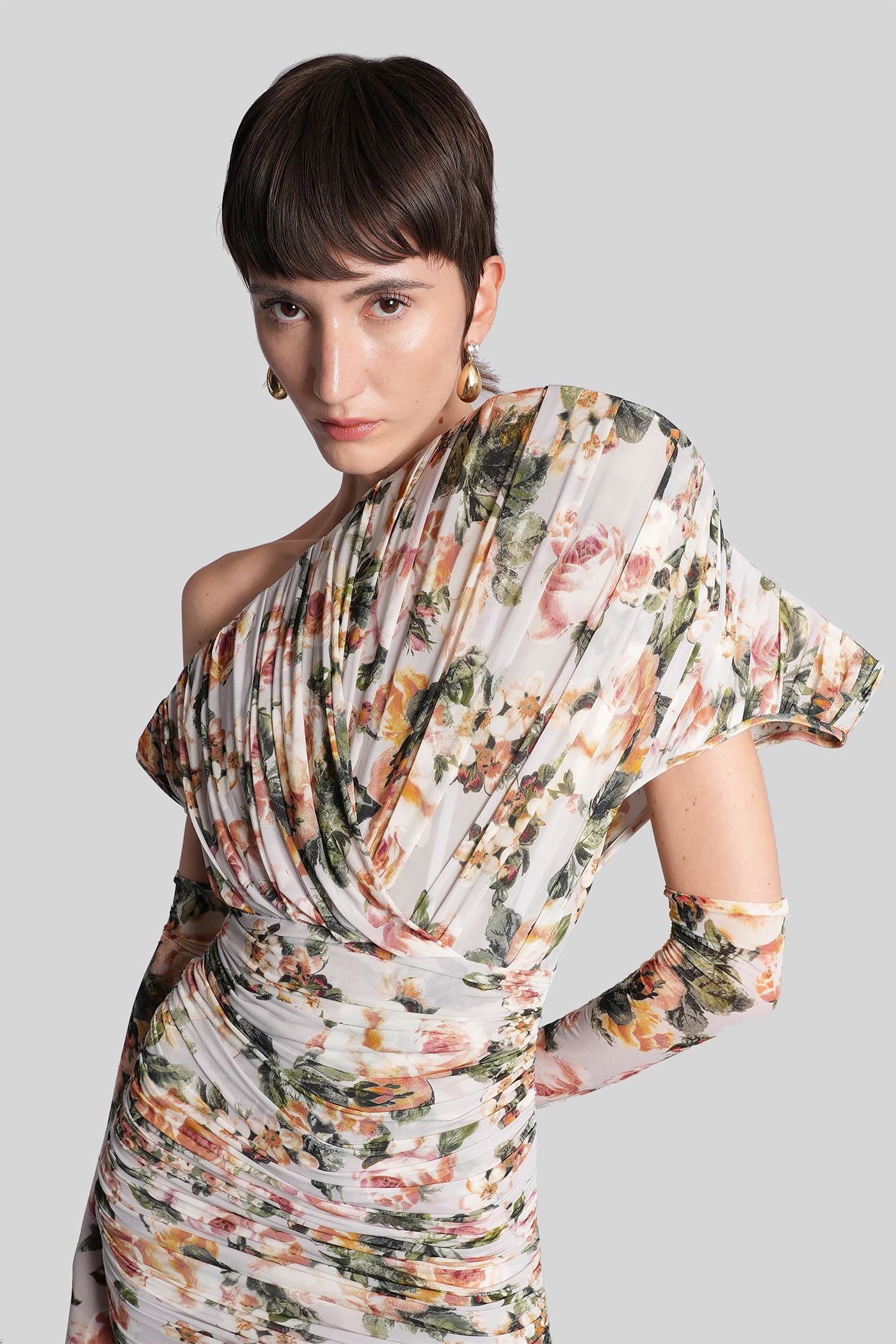 Magda Butrym Dress 09 Mini Dress In Beige Polyamide Polyester In Neutral