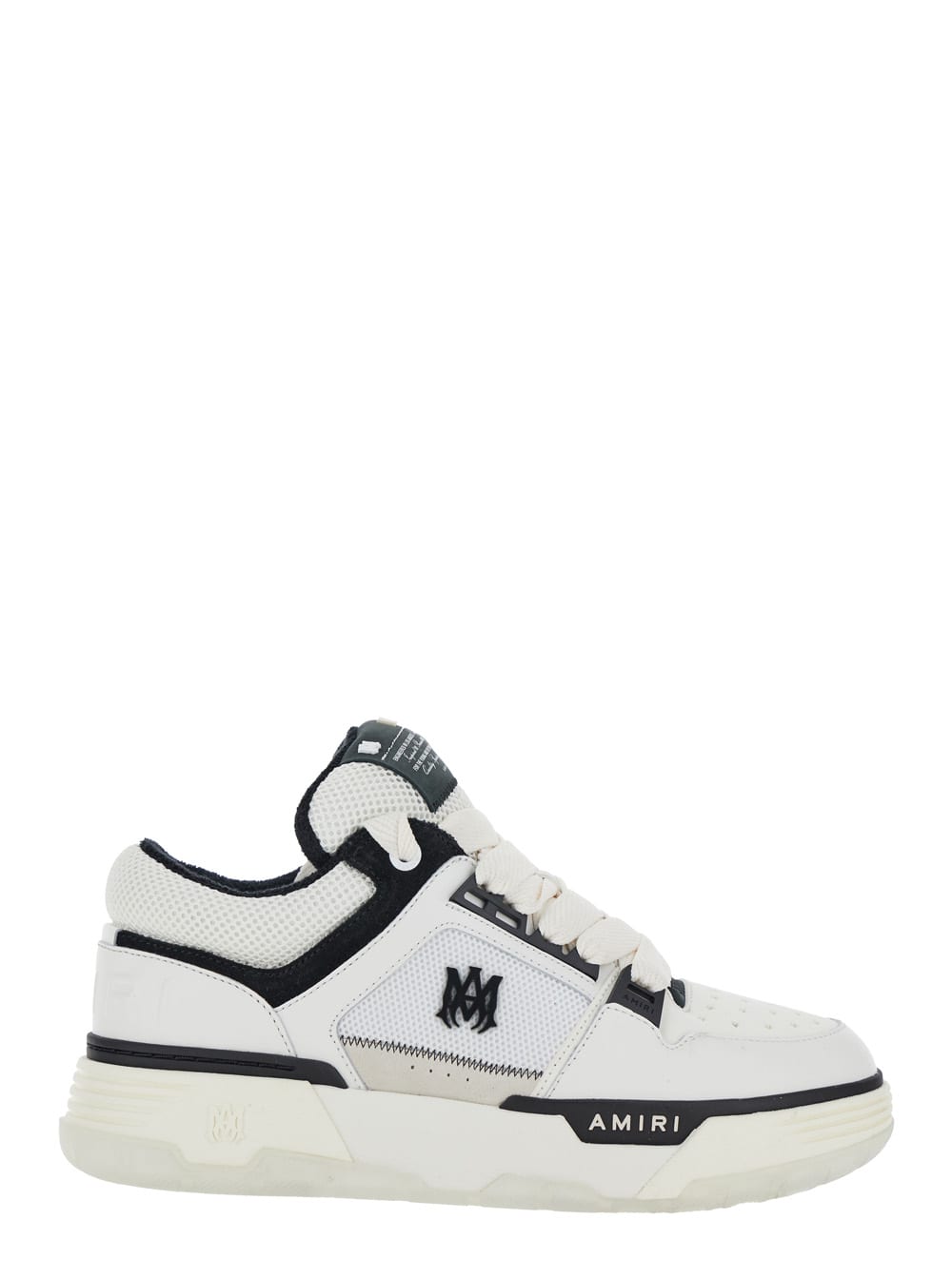 White And Black Chunky Sneakers With Logo Detail In Leather And Mixed Tech Fabrics Man