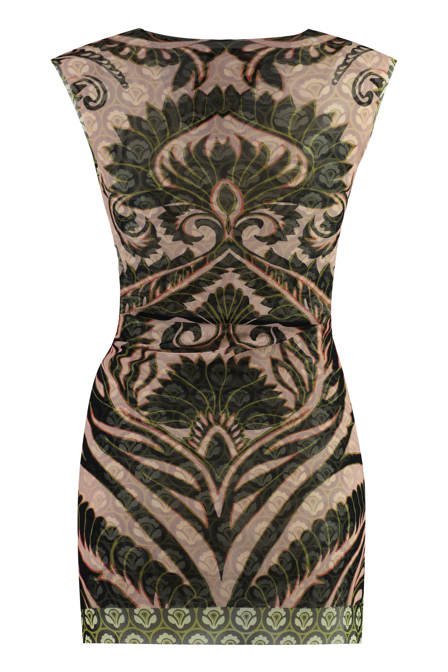Shop Etro Floral-print Sleeveless Tulle Top In Multicolor