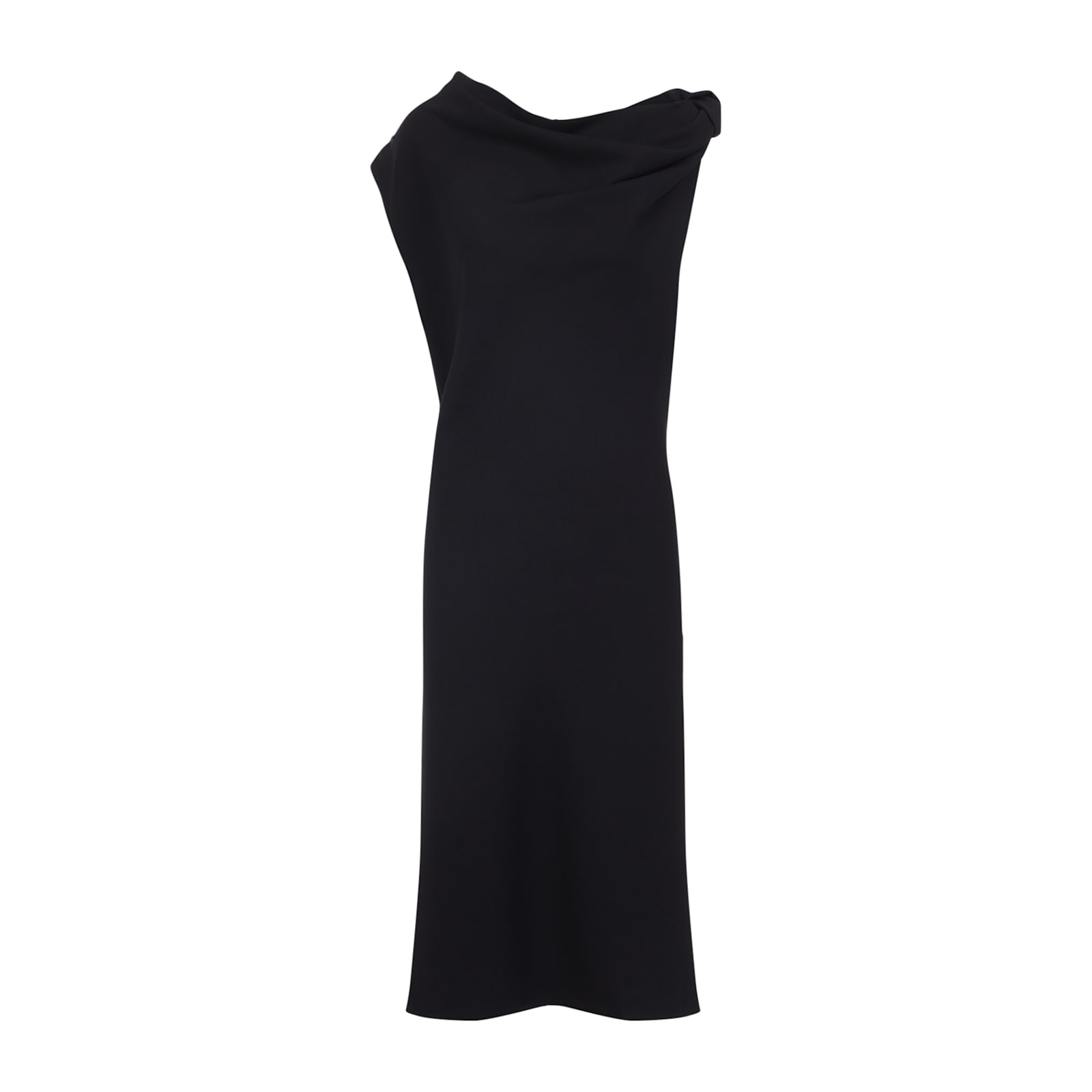 Carven Knot Dress In Grain De Poudre In Black