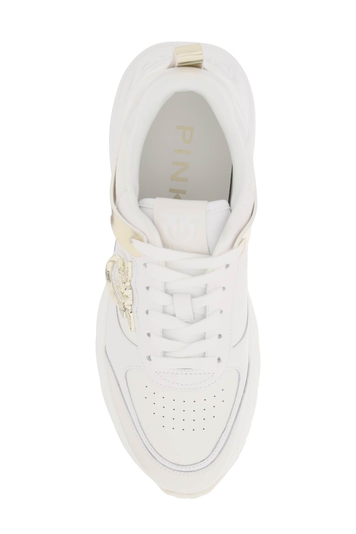 Shop Pinko Love Birds Sneakers In Mirror White (white)