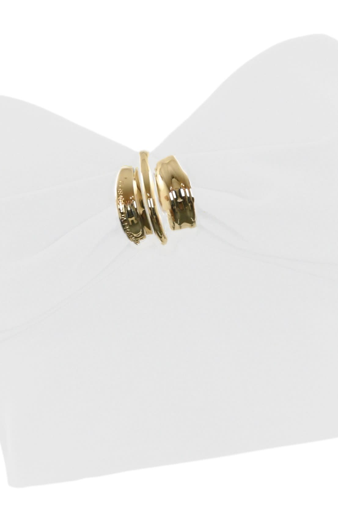 Elisabetta Franchi Fluid Crepe Top With Jewel Decoration In Ivory