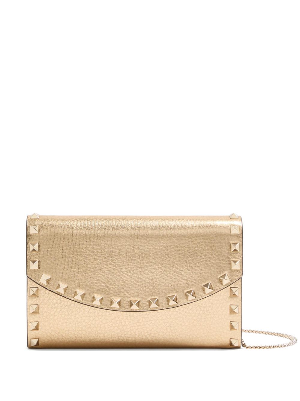Valentino Garavani Rockstud Wallet With Chain In Gold