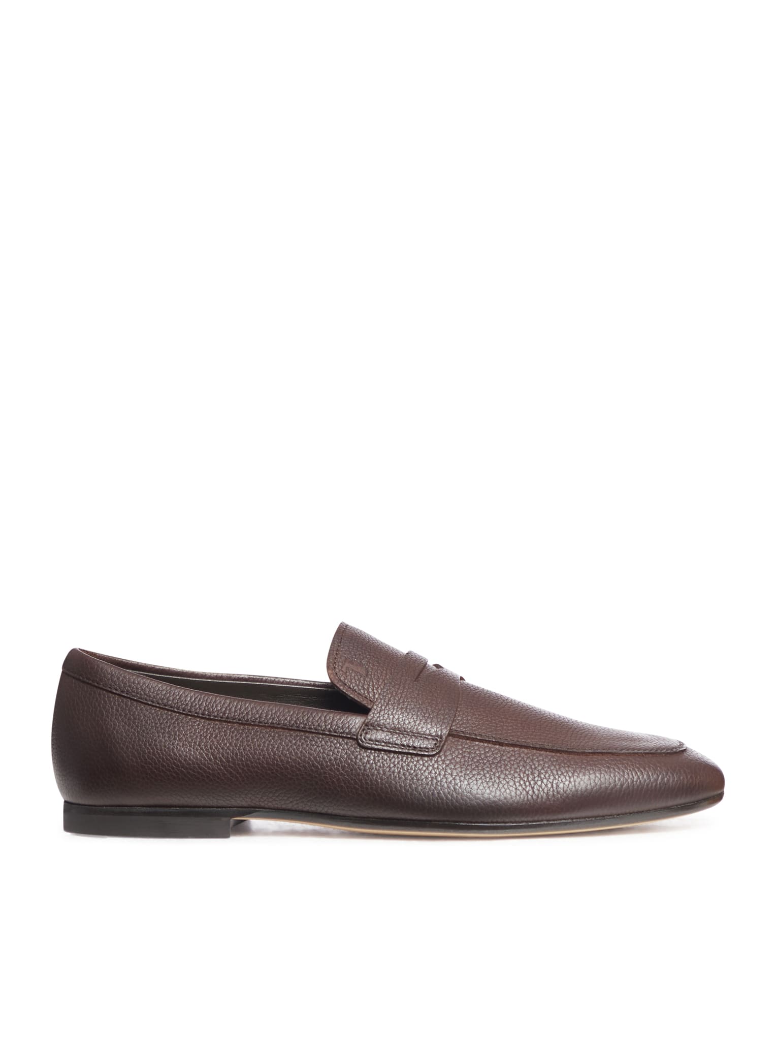 Shop Tod's Leather Loafers In Castagna