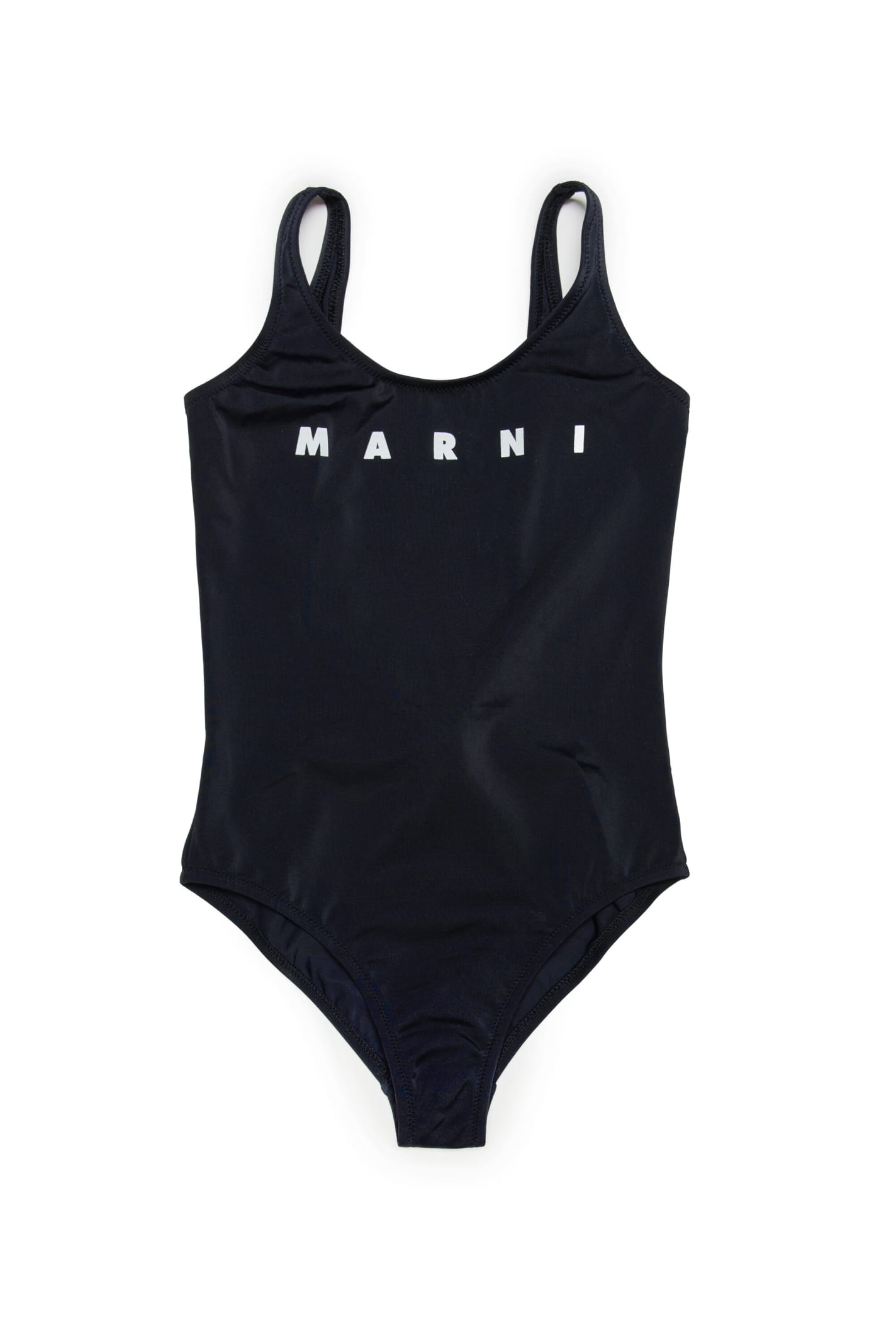 Shop Marni Mm9f Swimsuit  Black One-piece Swimming Costume In Lycra With Logo