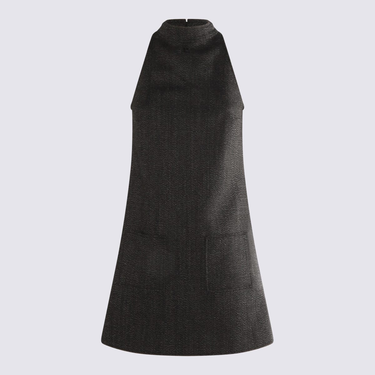 Courrèges Textured Fabric Knee Length Dress With Front Pockets In Black