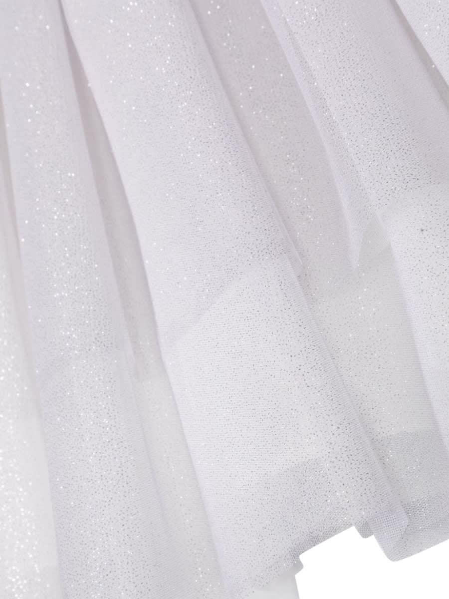 Simonetta Glittered Full-skirt Dress In Silver