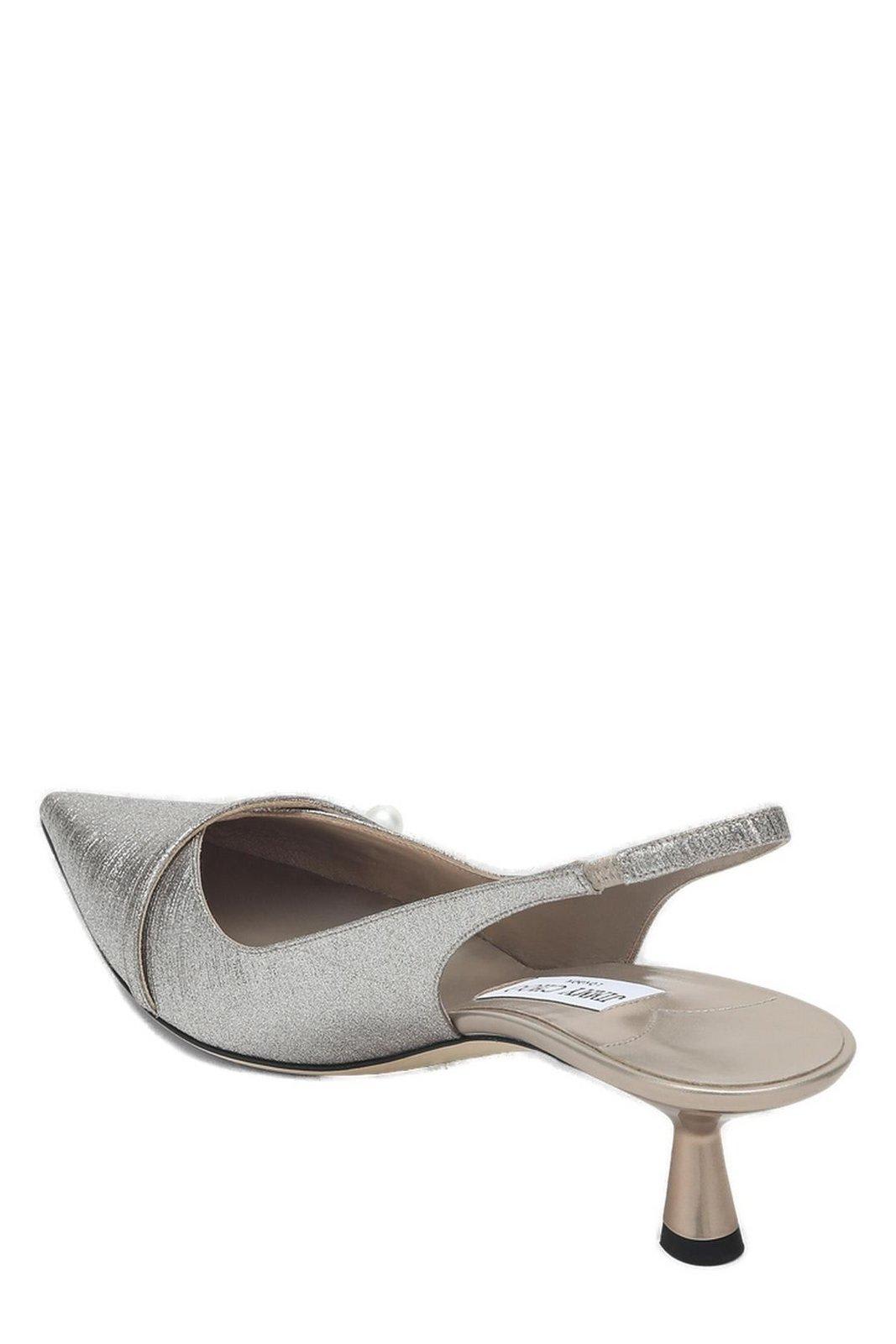 Jimmy Choo Amita 45 Metallic Leather Slingback Pumps