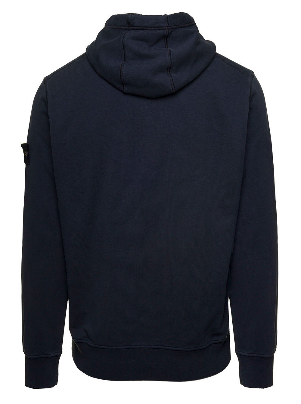 Shop Stone Island Blue Hoodie With Side Logo Patch In Cotton Man