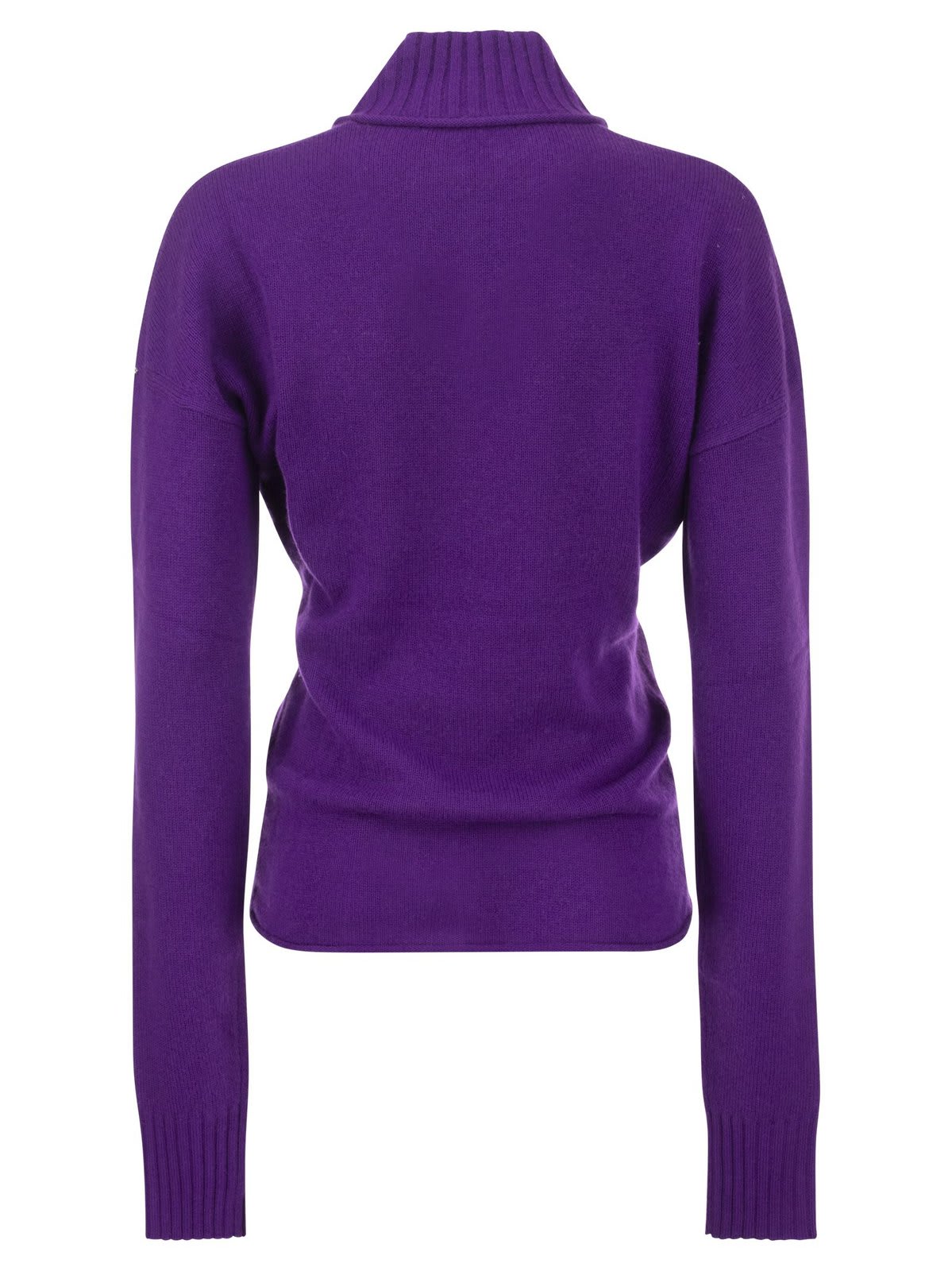 Shop Sportmax V-neck Long Sleeved Jumper In Viola